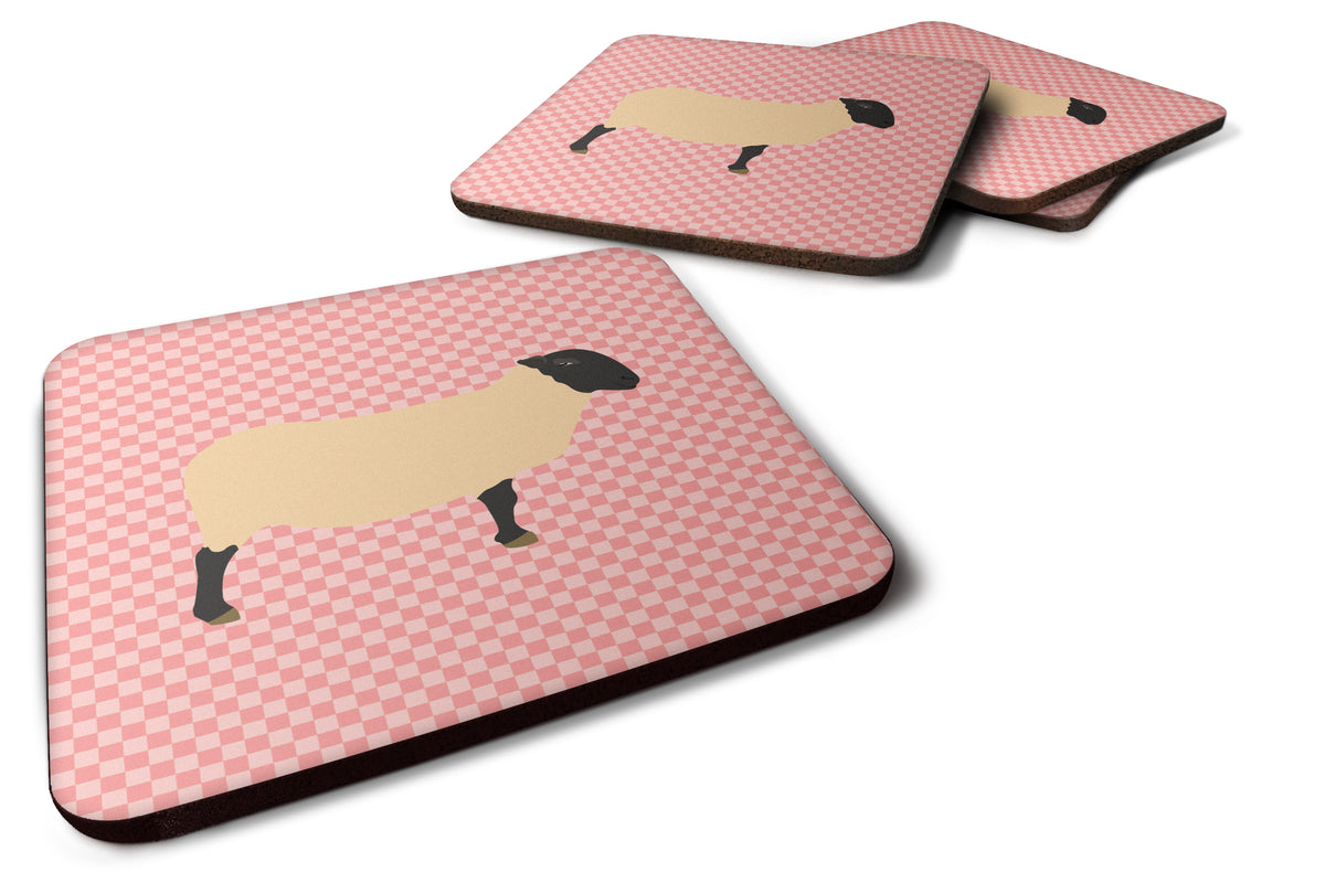 Suffolk Sheep Pink Check Foam Coaster Set of 4 BB7972FC - the-store.com