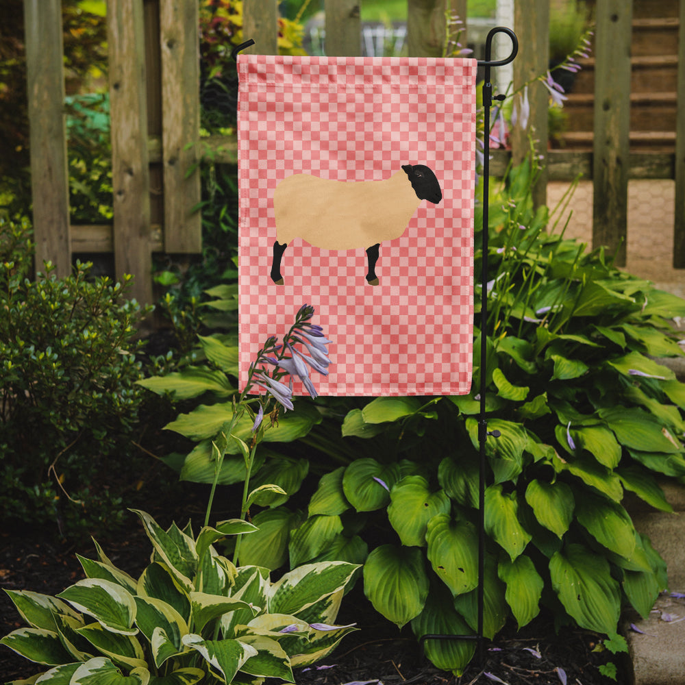 Suffolk Sheep Pink Check Flag Garden Size  the-store.com.