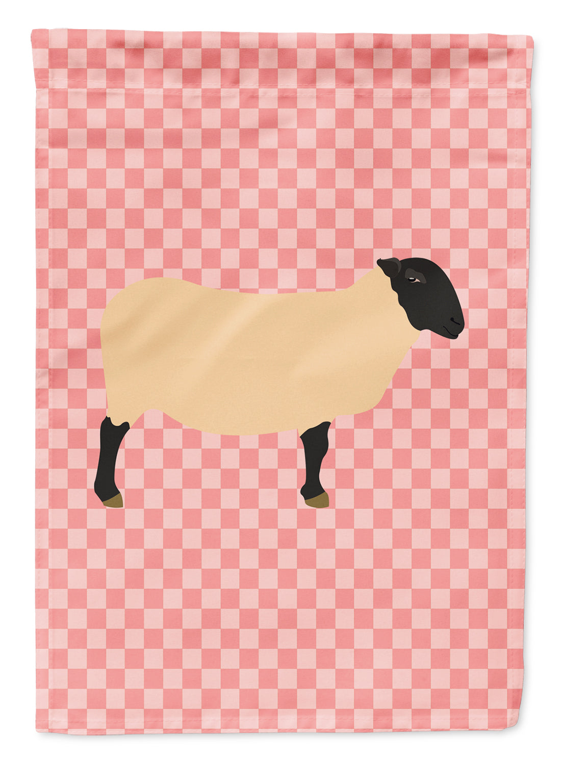 Suffolk Sheep Pink Check Flag Garden Size  the-store.com.