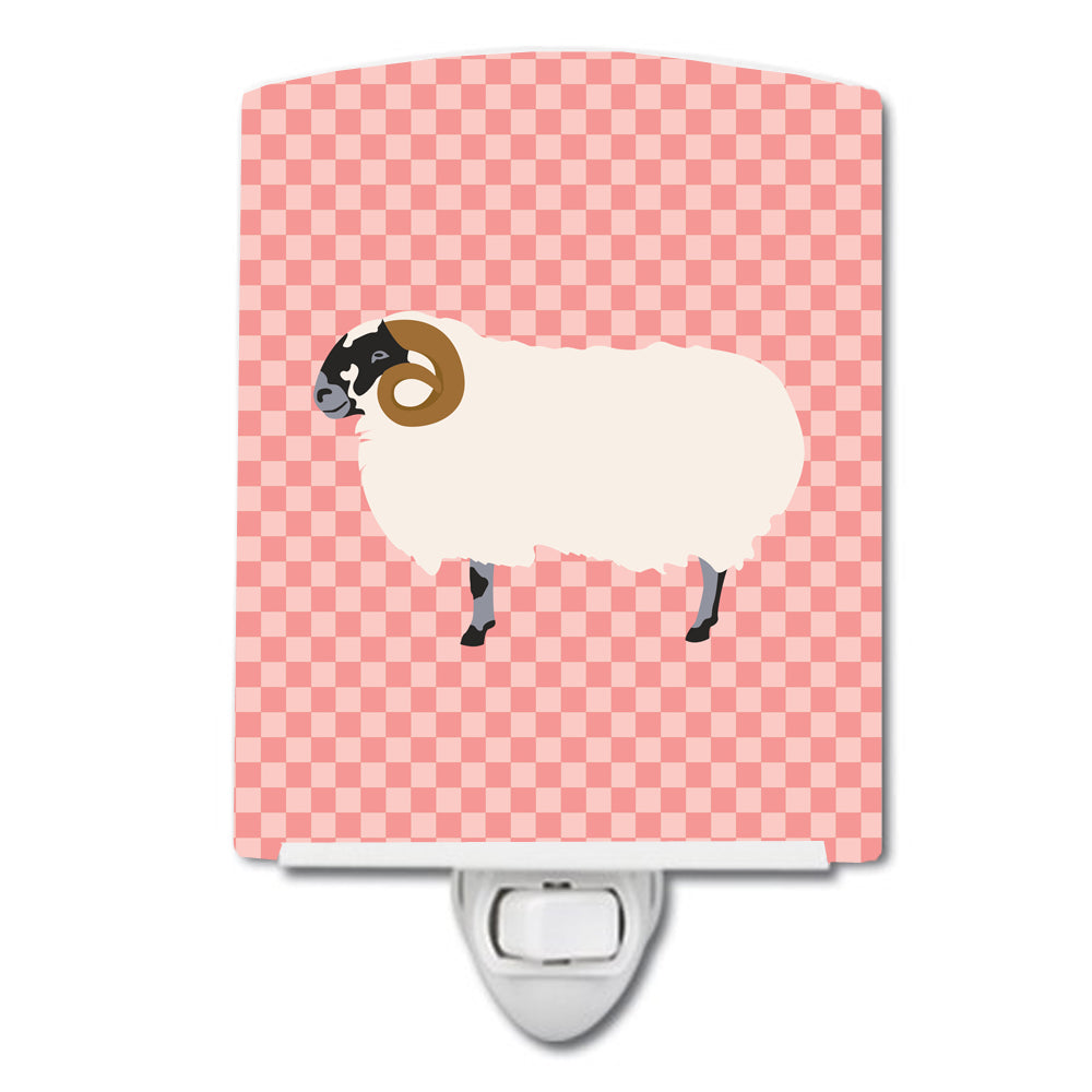 Scottish Blackface Sheep Pink Check Ceramic Night Light BB7973CNL - the-store.com