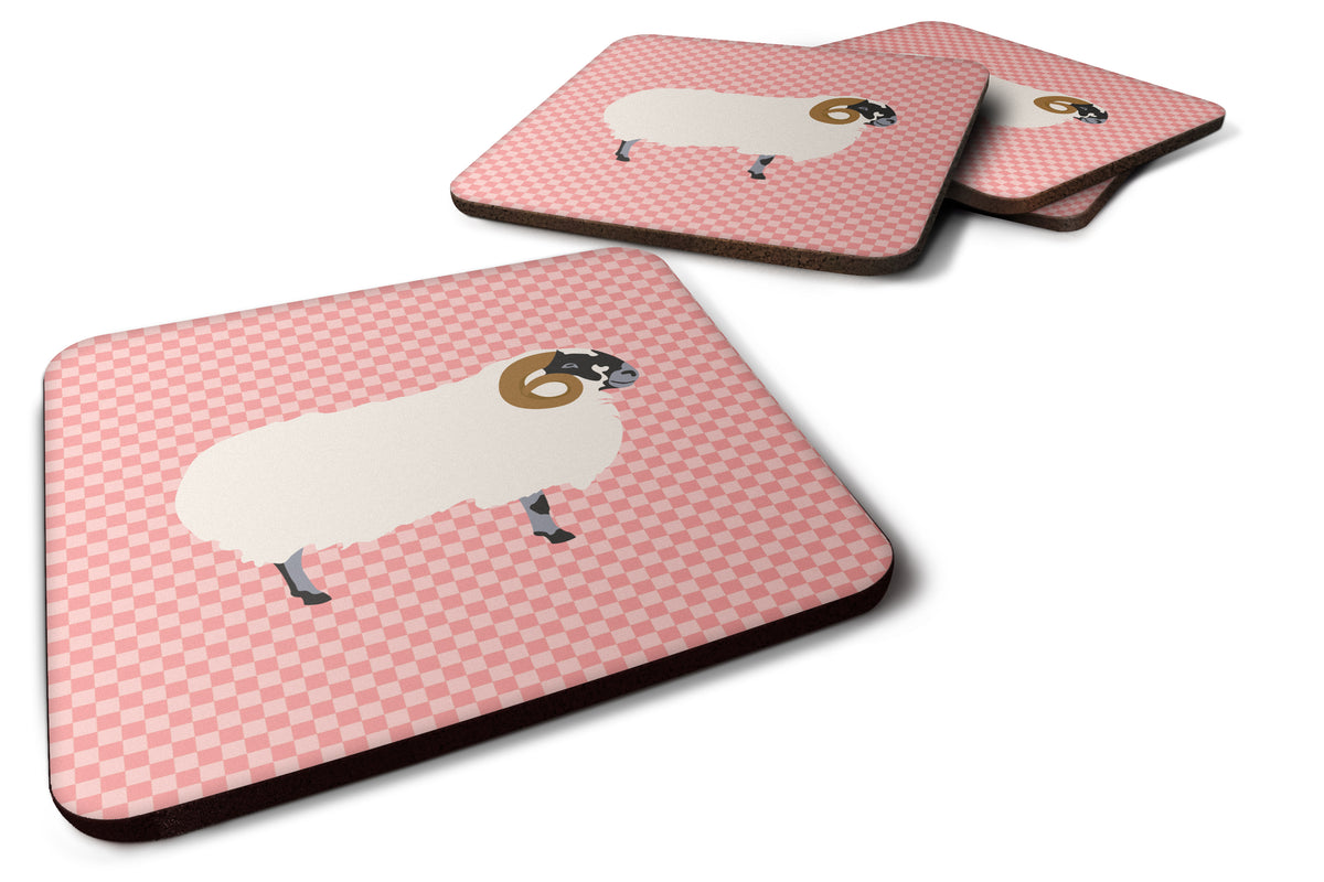 Scottish Blackface Sheep Pink Check Foam Coaster Set of 4 BB7973FC - the-store.com