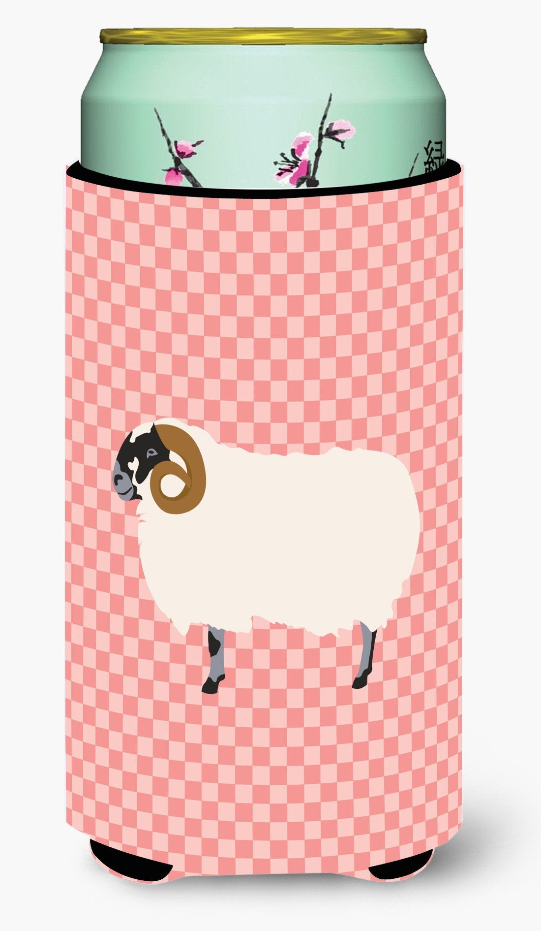 Scottish Blackface Sheep Pink Check Tall Boy Beverage Insulator Hugger BB7973TBC by Caroline's Treasures