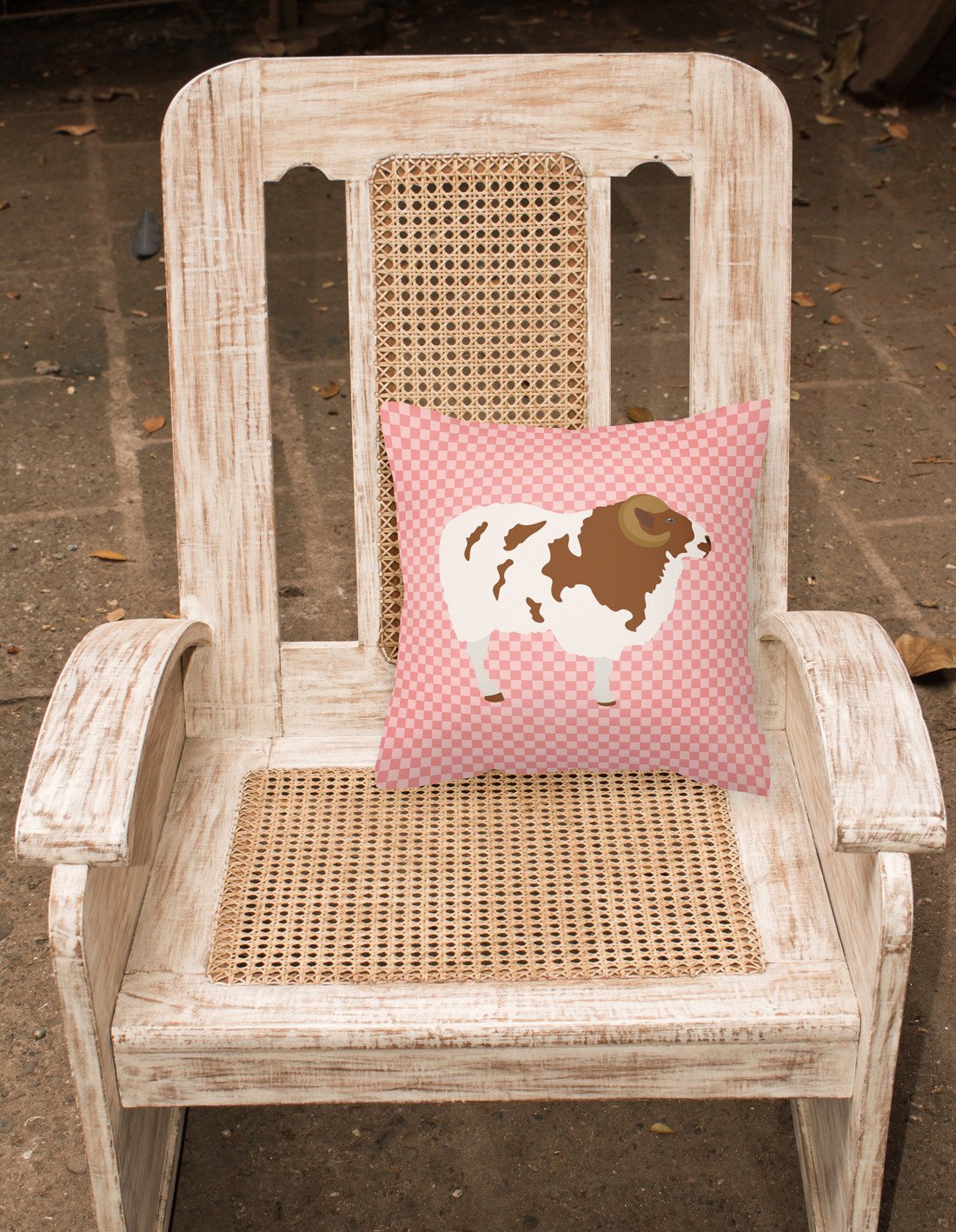 Jacob Sheep Pink Check Fabric Decorative Pillow BB7975PW1818 by Caroline's Treasures