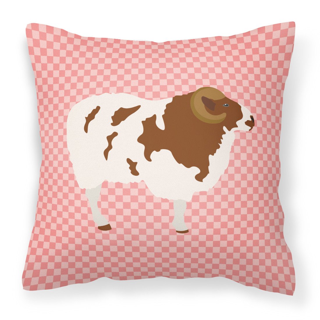 Jacob Sheep Pink Check Fabric Decorative Pillow BB7975PW1818 by Caroline's Treasures