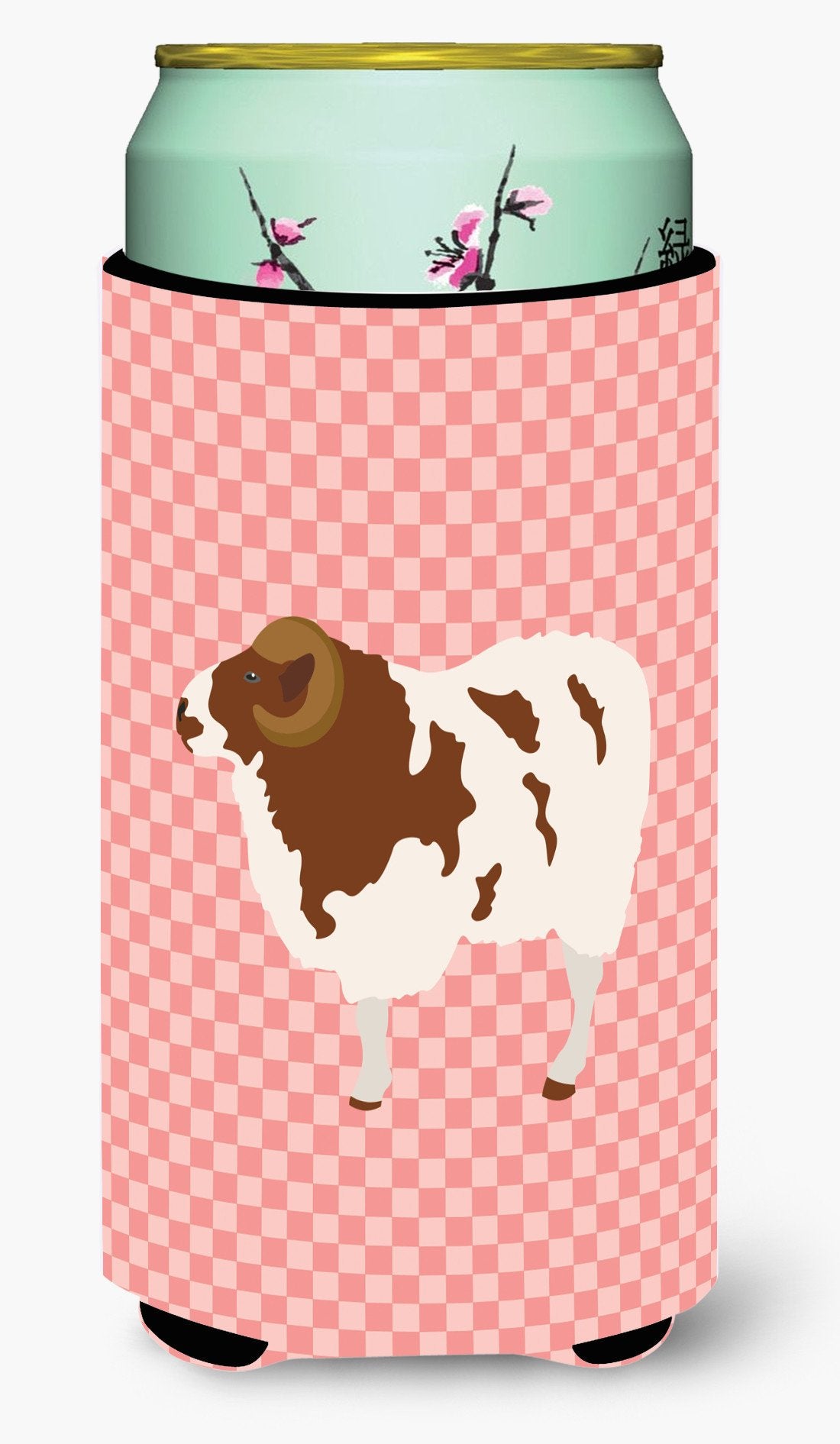 Jacob Sheep Pink Check Tall Boy Beverage Insulator Hugger BB7975TBC by Caroline's Treasures