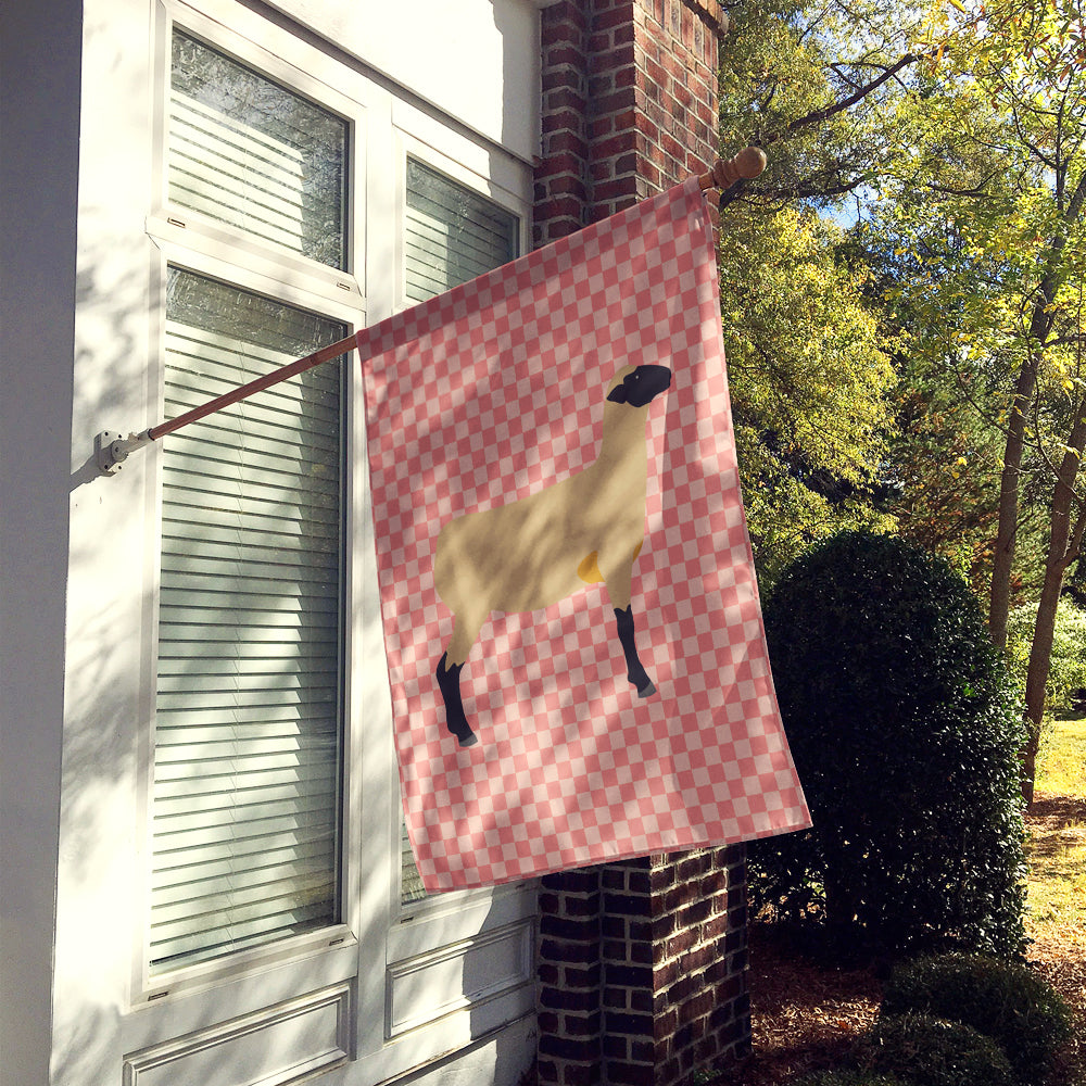 Hampshire Down Sheep Pink Check Flag Canvas House Size BB7976CHF  the-store.com.