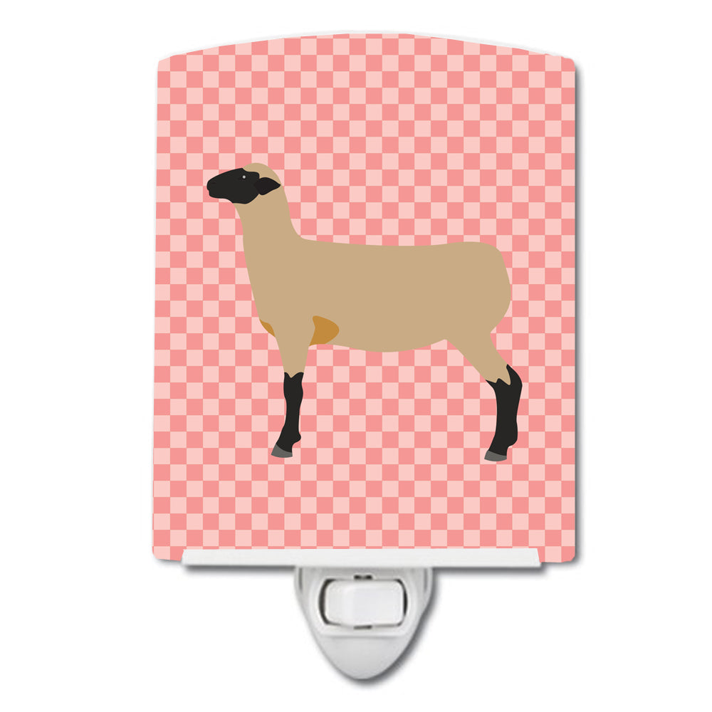 Hampshire Down Sheep Pink Check Ceramic Night Light BB7976CNL - the-store.com