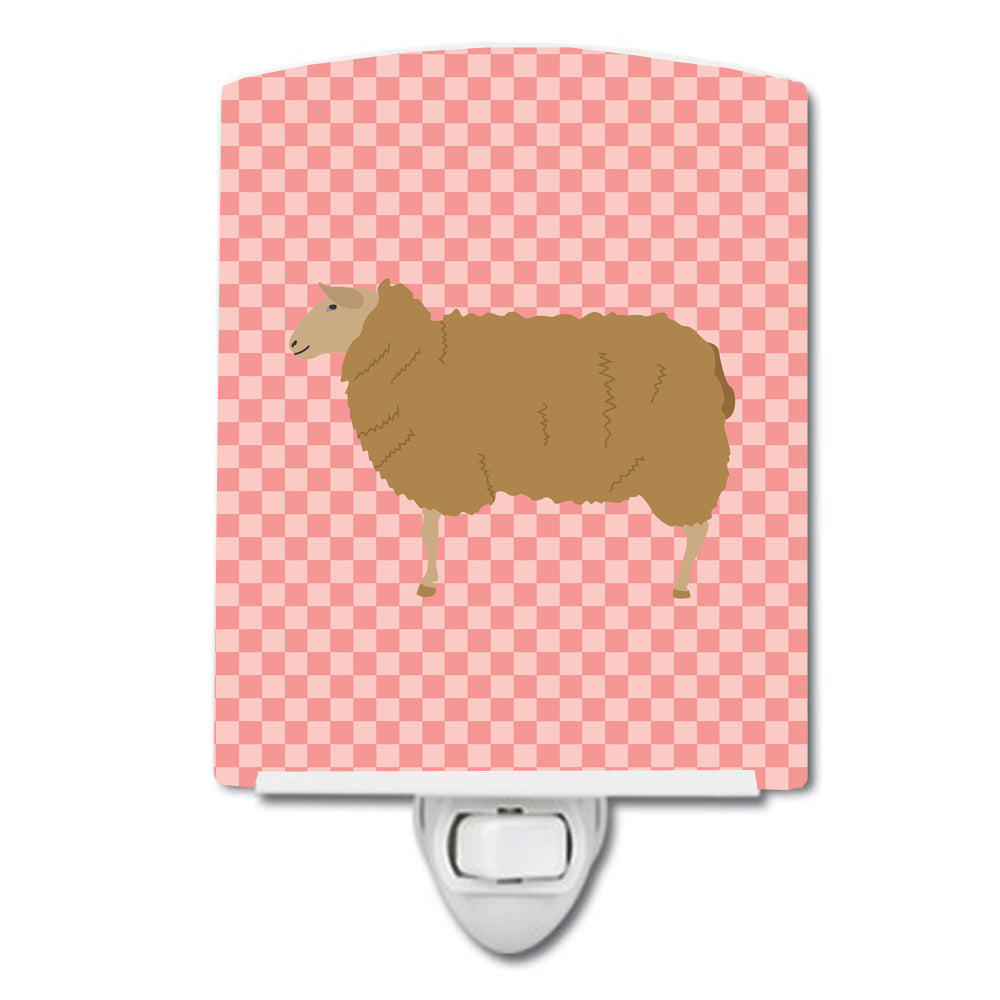 East Friesian Sheep Pink Check Ceramic Night Light BB7977CNL - the-store.com