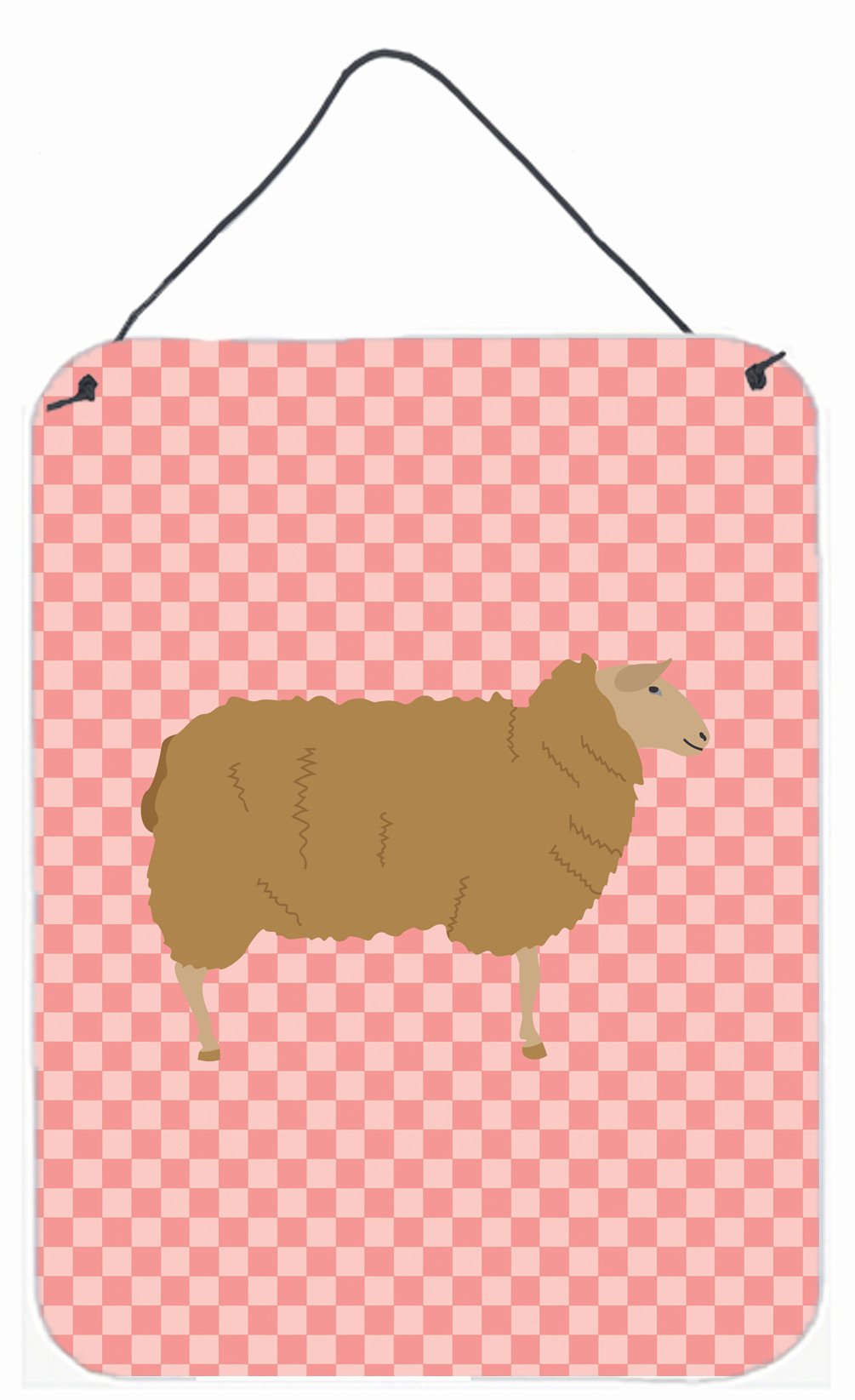 East Friesian Sheep Pink Check Wall or Door Hanging Prints BB7977DS1216 by Caroline's Treasures