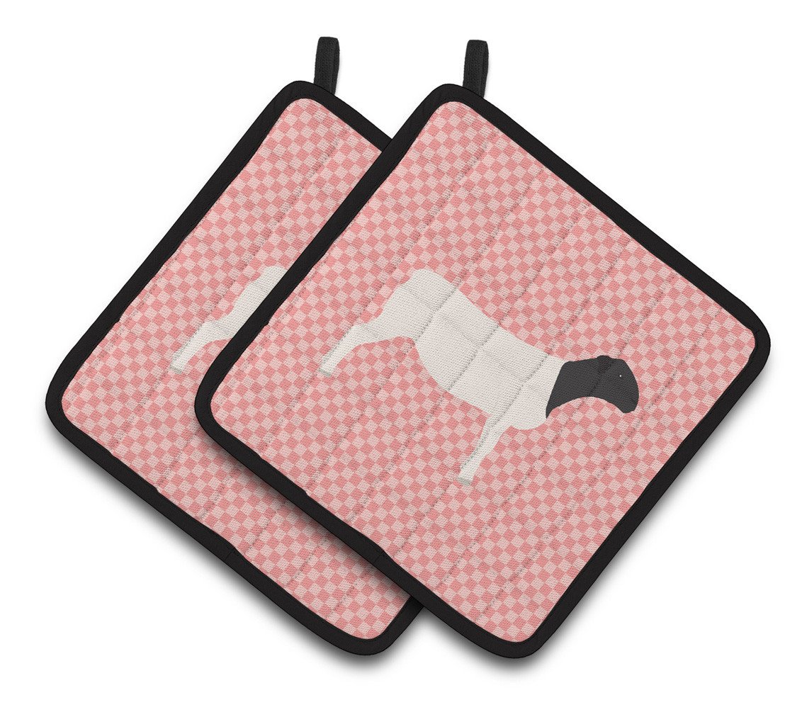 Dorper Sheep Pink Check Pair of Pot Holders BB7978PTHD by Caroline's Treasures