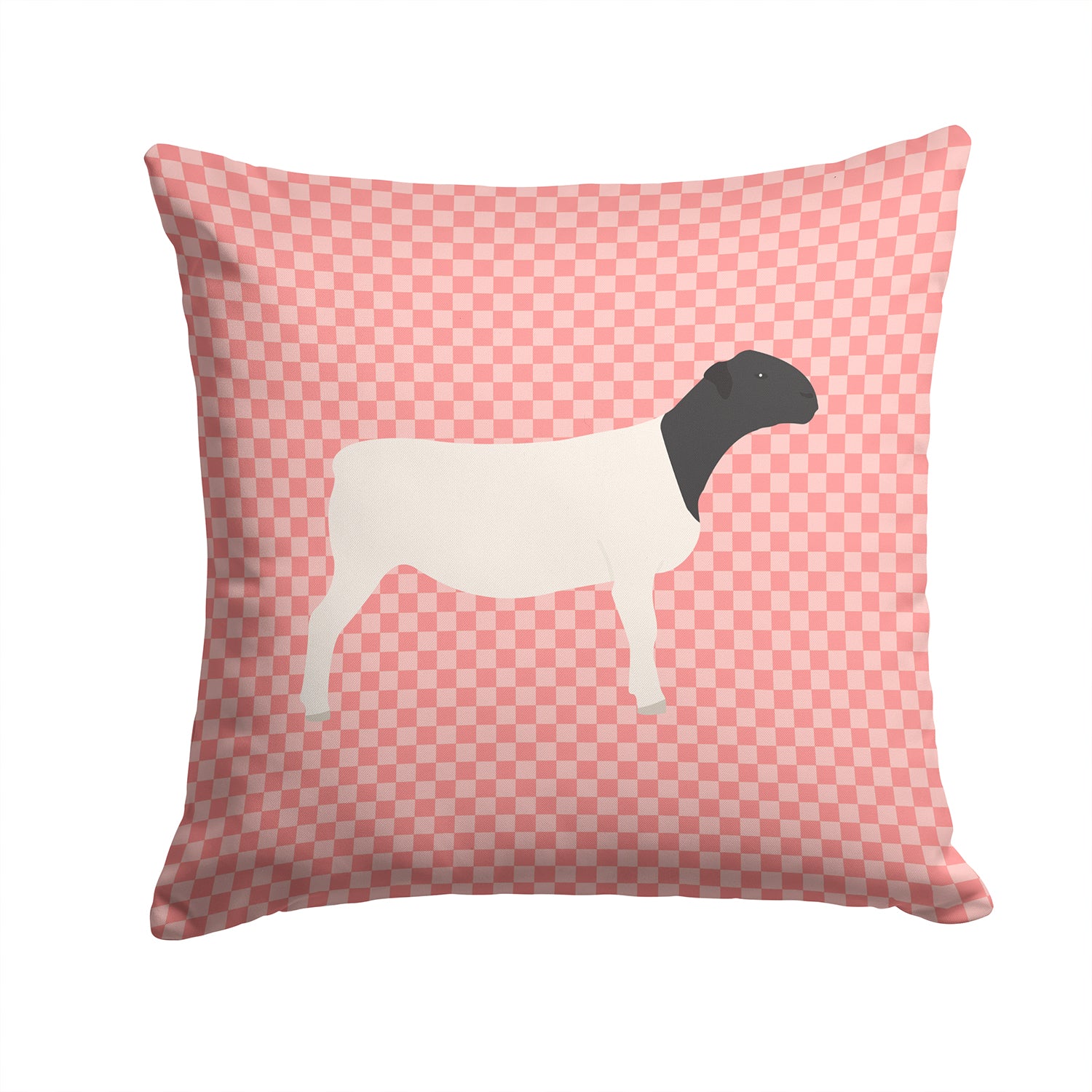 Dorper Sheep Pink Check Fabric Decorative Pillow BB7978PW1414 - the-store.com