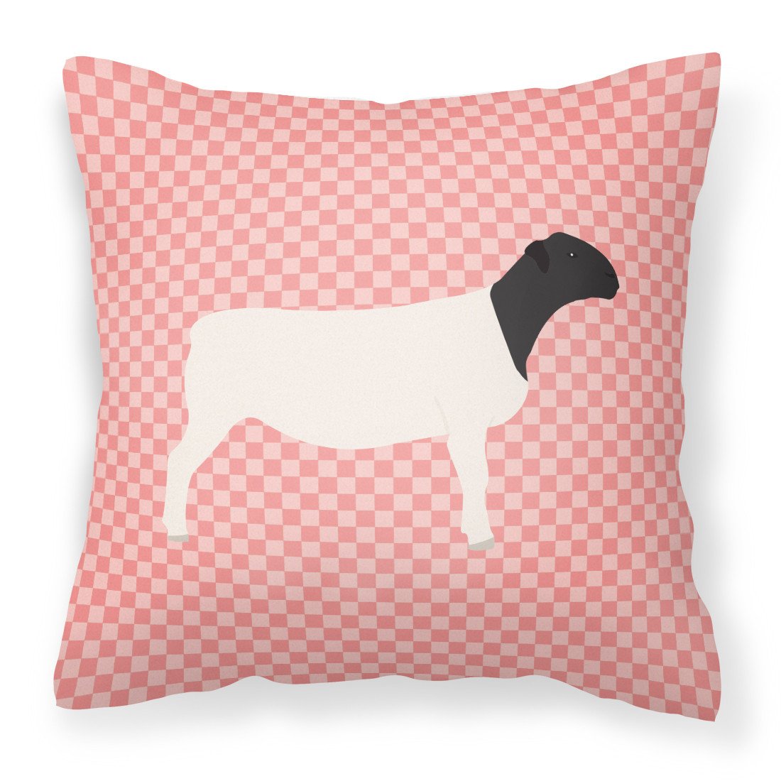 Dorper Sheep Pink Check Fabric Decorative Pillow BB7978PW1818 by Caroline's Treasures