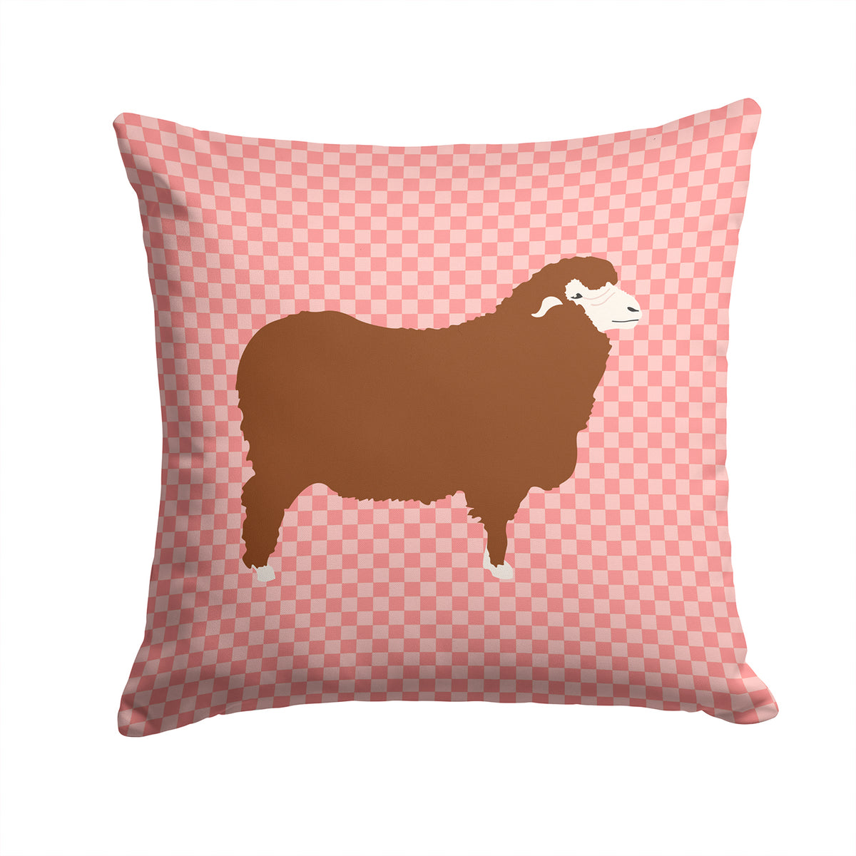 Merino Sheep Pink Check Fabric Decorative Pillow BB7981PW1414 - the-store.com