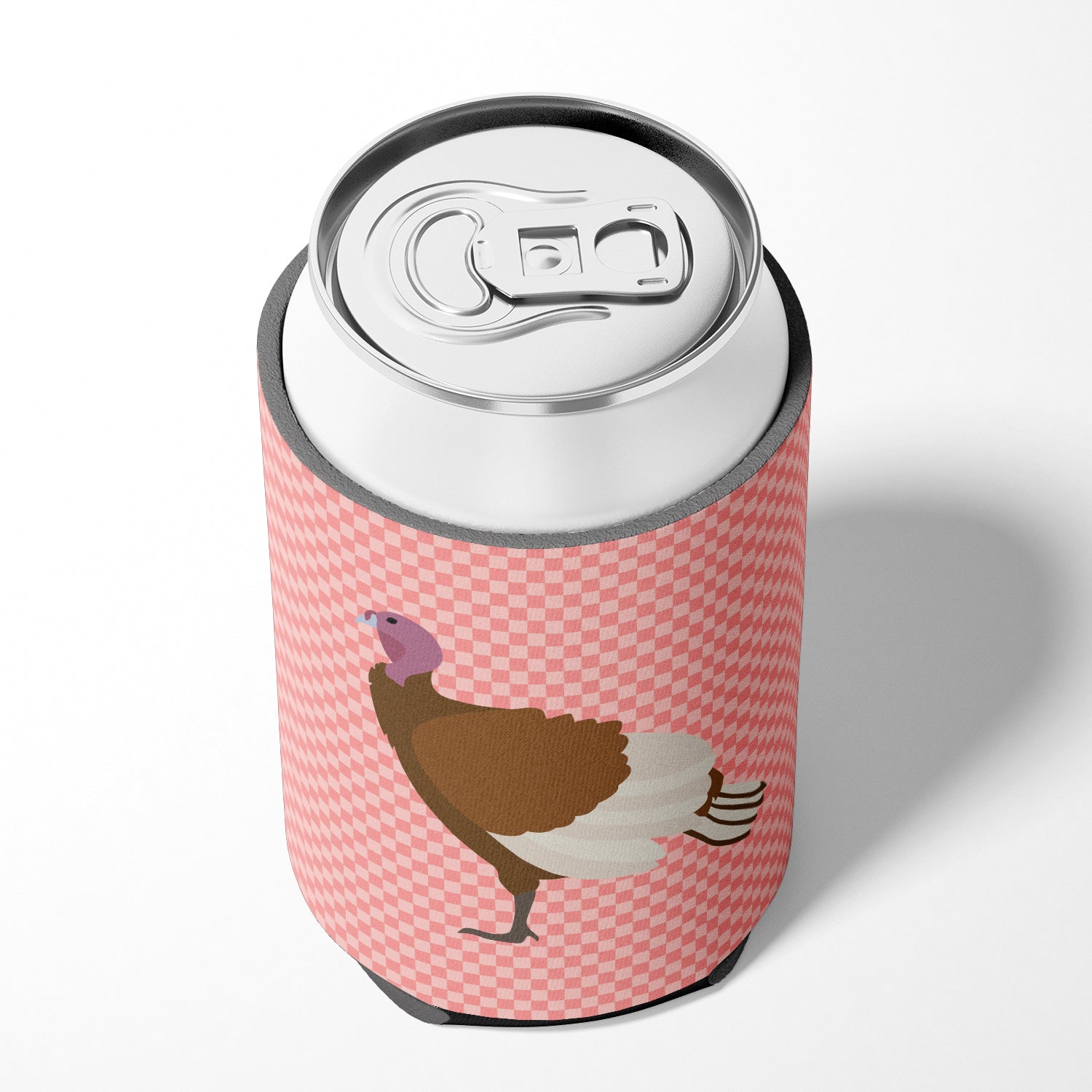 Bourbon Red Turkey Hen Pink Check Can or Bottle Hugger BB7982CC  the-store.com.