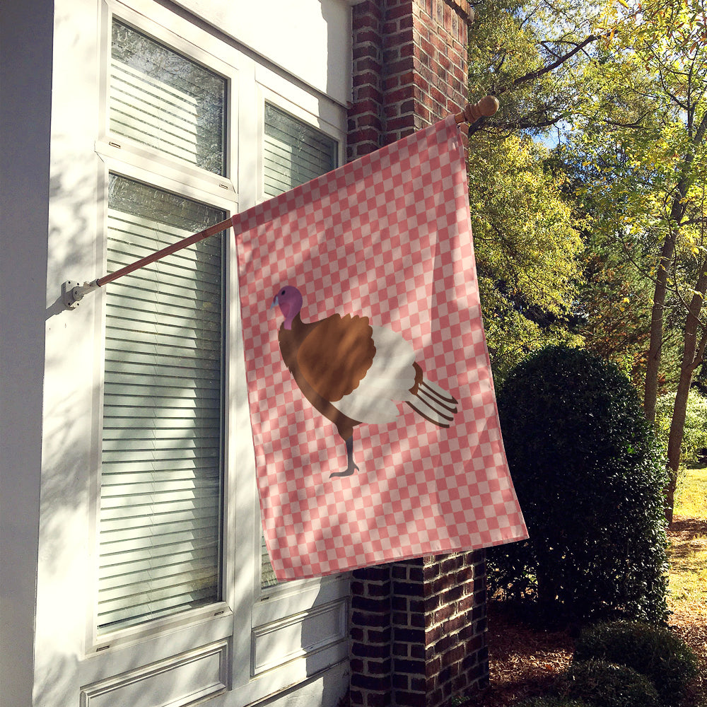 Bourbon Red Turkey Hen Pink Check Flag Canvas House Size BB7982CHF  the-store.com.