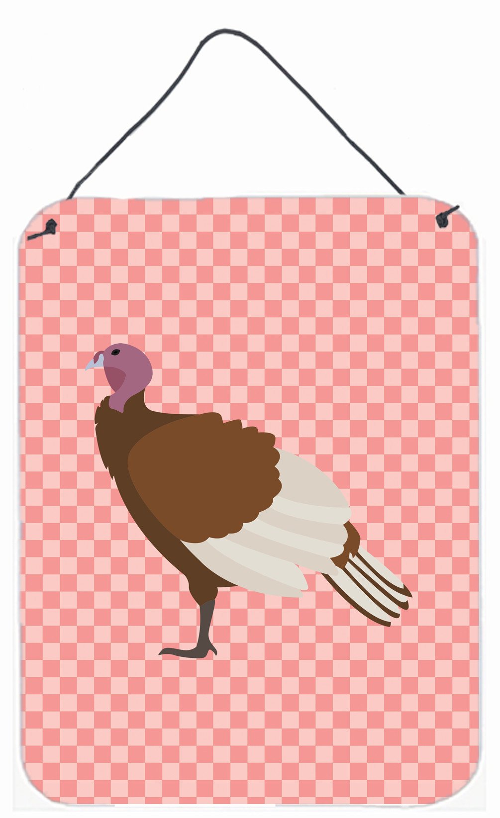 Bourbon Red Turkey Hen Pink Check Wall or Door Hanging Prints BB7982DS1216 by Caroline's Treasures