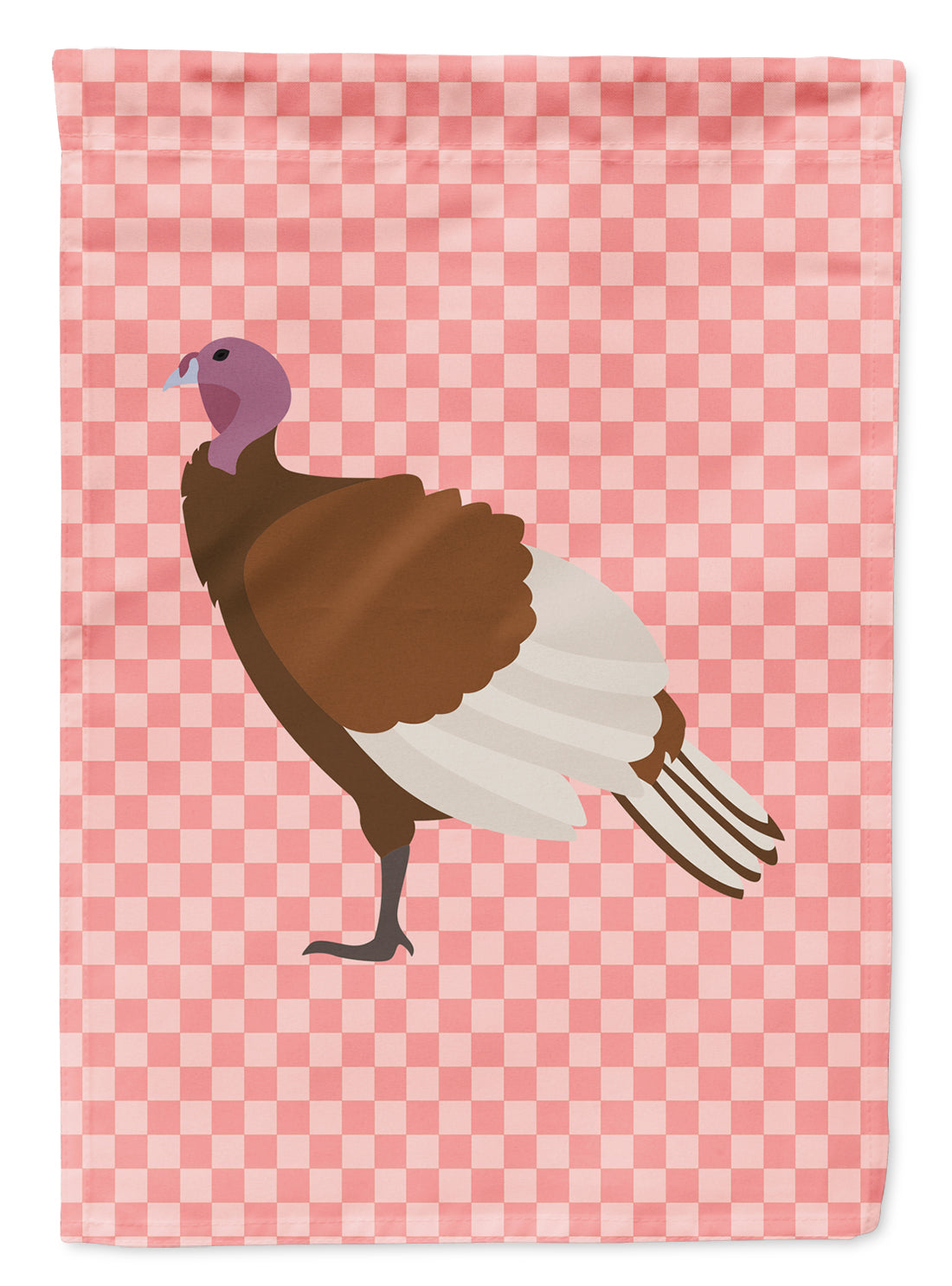 Bourbon Red Turkey Hen Pink Check Flag Garden Size  the-store.com.