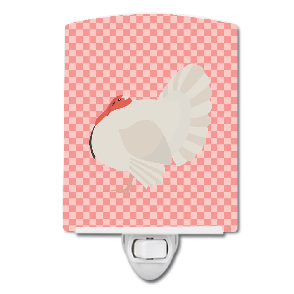 White Holland Turkey Pink Check Ceramic Night Light BB7983CNL - the-store.com