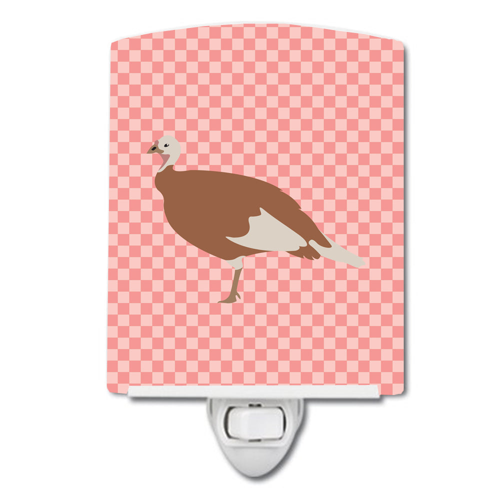 Jersey Buff Turkey Hen Pink Check Ceramic Night Light BB7984CNL - the-store.com