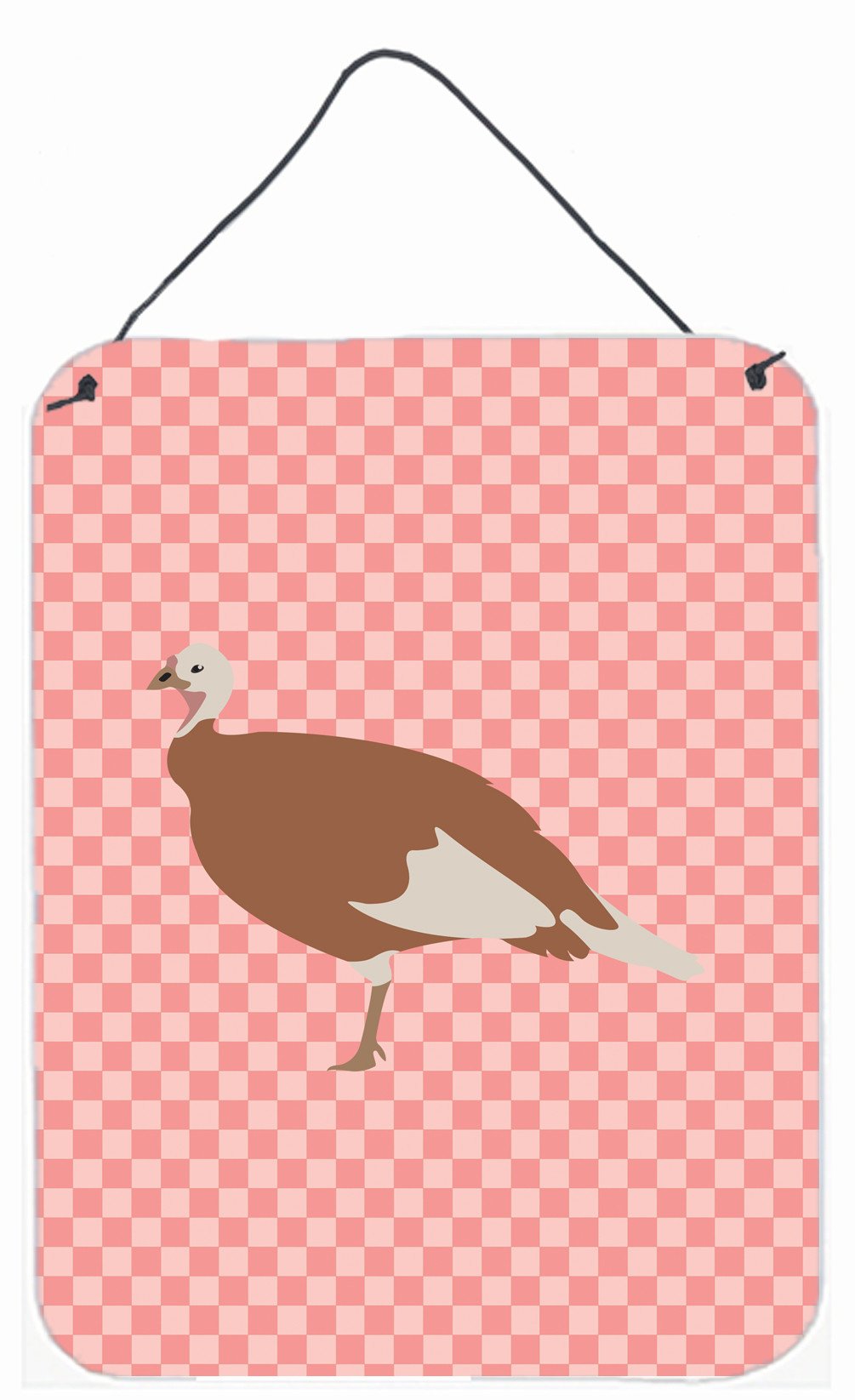 Jersey Buff Turkey Hen Pink Check Wall or Door Hanging Prints BB7984DS1216 by Caroline&#39;s Treasures