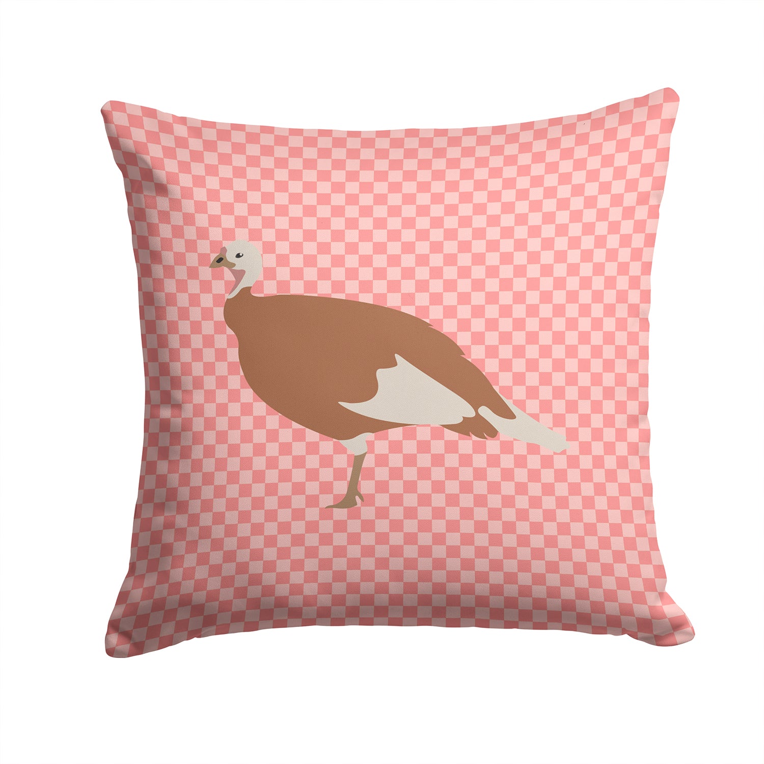 Jersey Buff Turkey Hen Pink Check Fabric Decorative Pillow BB7984PW1414 - the-store.com