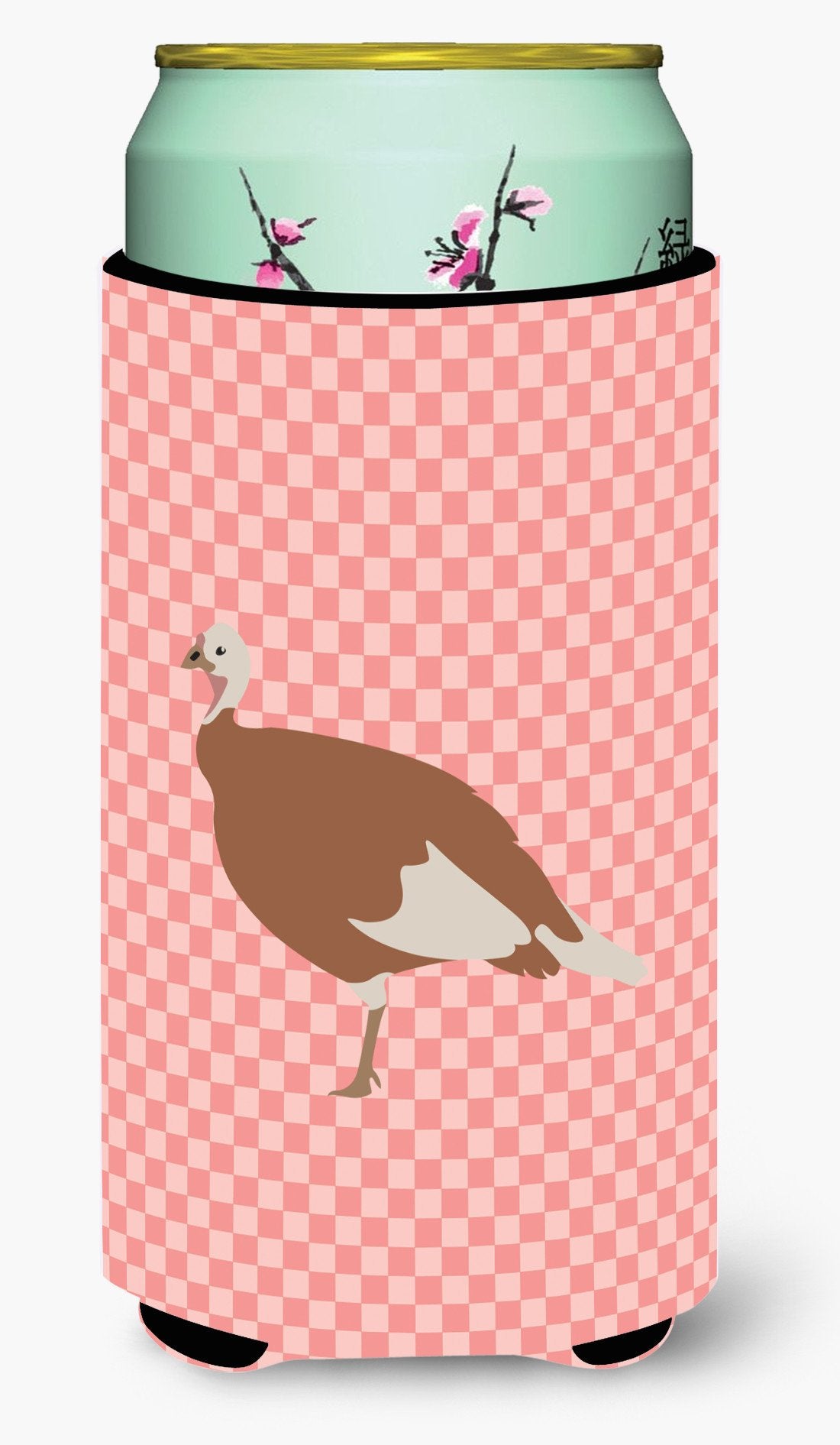 Jersey Buff Turkey Hen Pink Check Tall Boy Beverage Insulator Hugger BB7984TBC by Caroline's Treasures