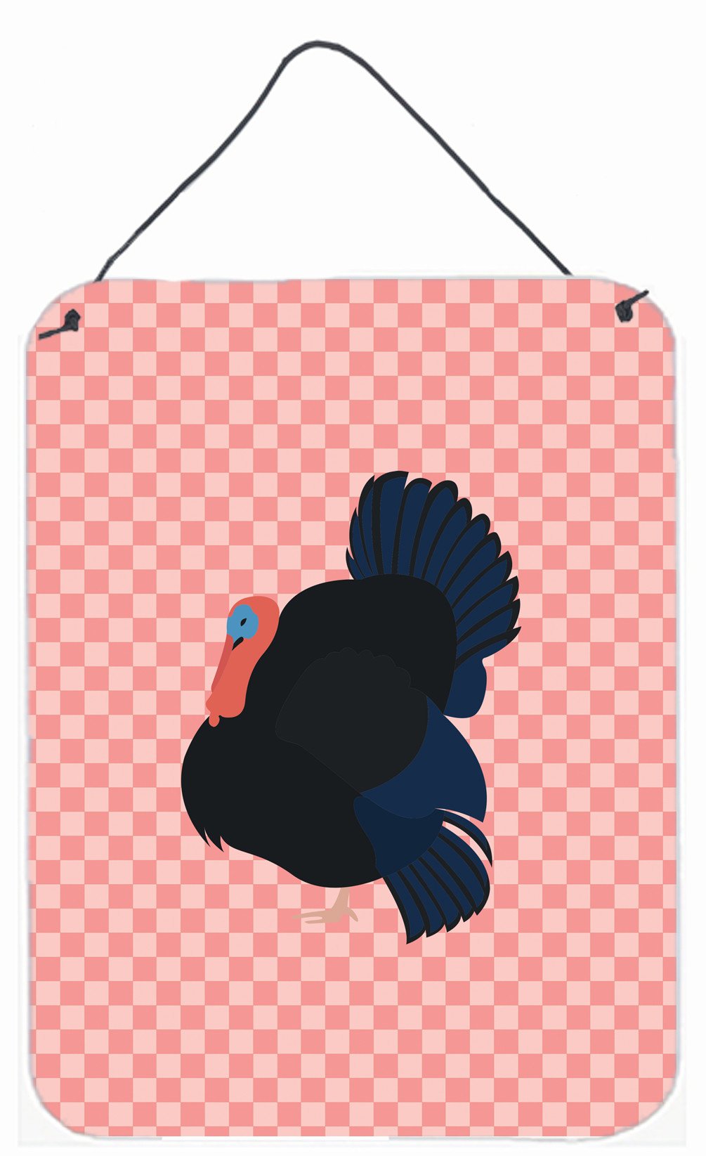 Norfolk Black Turkey Pink Check Wall or Door Hanging Prints BB7985DS1216 by Caroline's Treasures