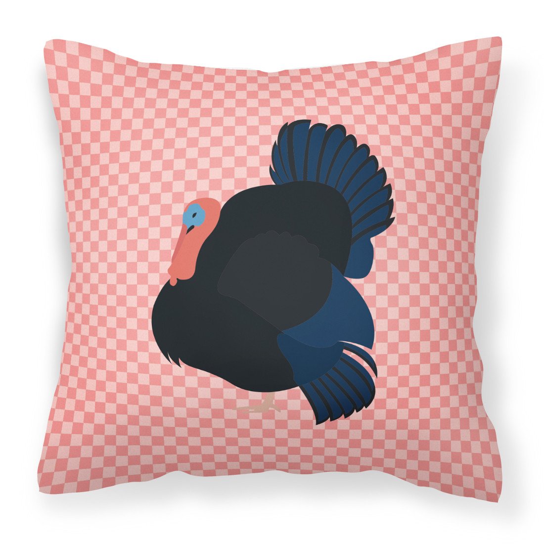 Norfolk Black Turkey Pink Check Fabric Decorative Pillow BB7985PW1818 by Caroline's Treasures