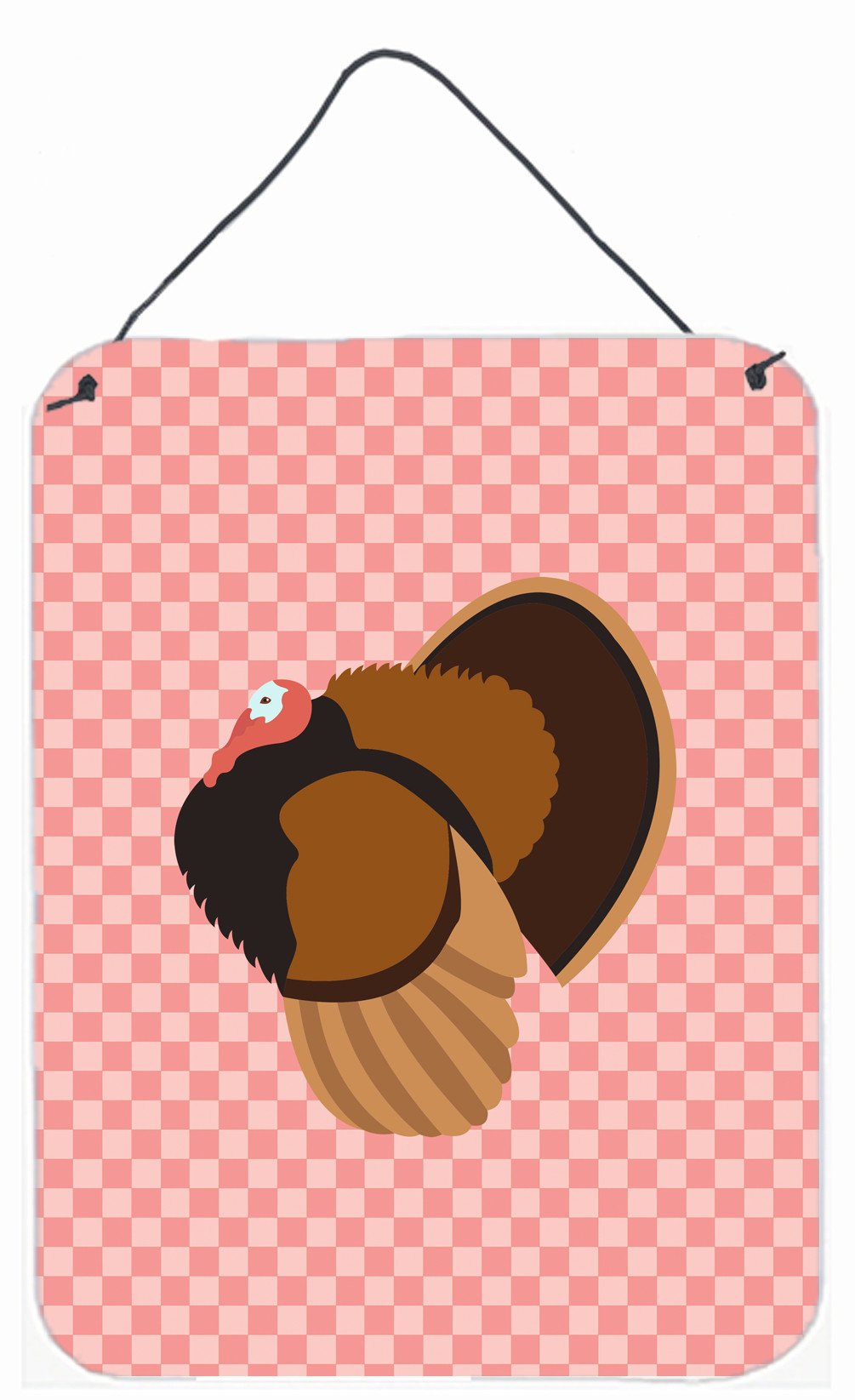 Bronze Turkey Pink Check Wall or Door Hanging Prints BB7986DS1216 by Caroline's Treasures