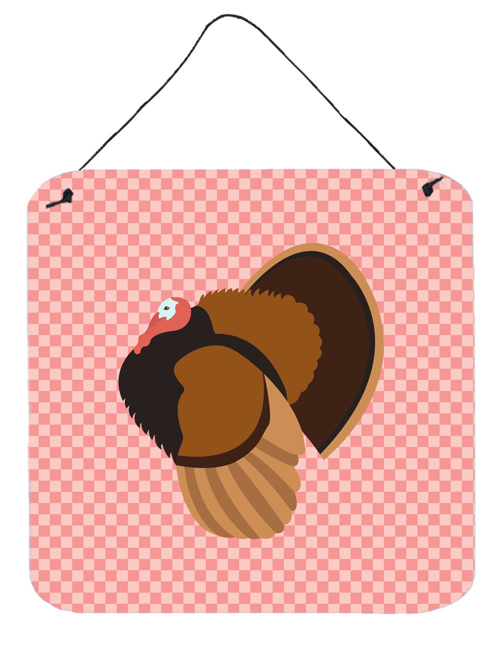 Bronze Turkey Pink Check Wall or Door Hanging Prints BB7986DS66 by Caroline&#39;s Treasures