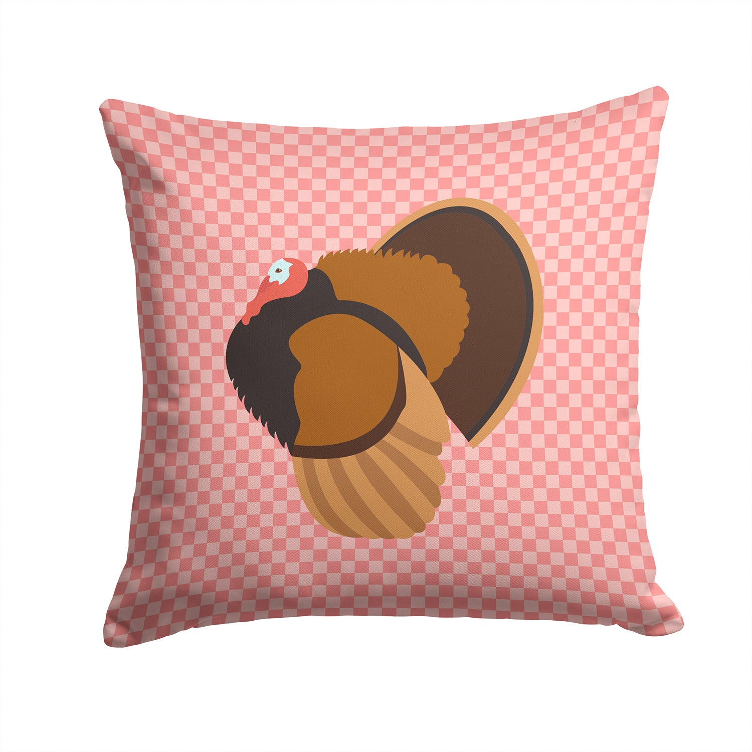 Bronze Turkey Pink Check Fabric Decorative Pillow BB7986PW1414 - the-store.com