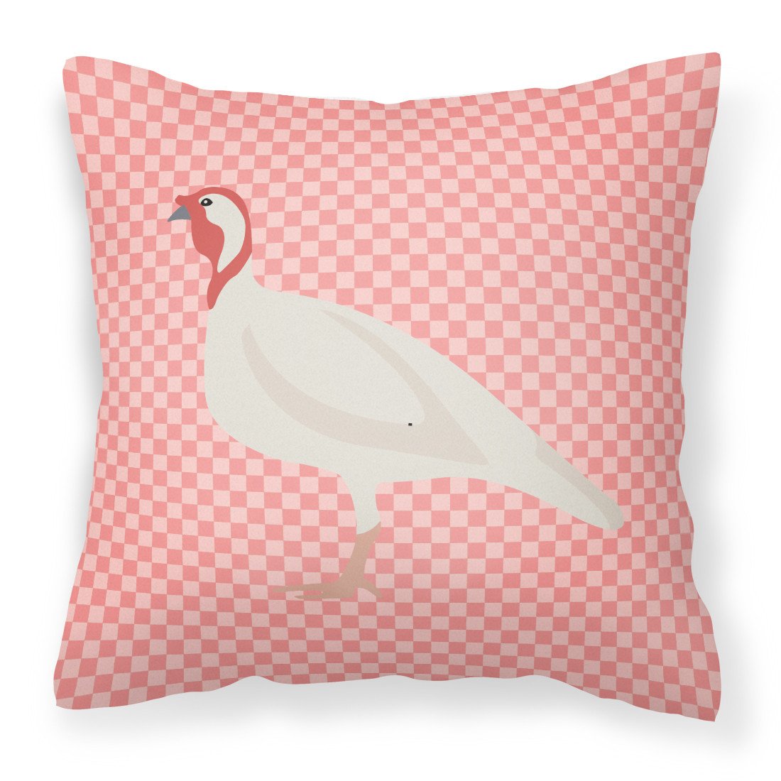 Beltsville Small White Turkey Hen Pink Check Fabric Decorative Pillow BB7989PW1818 by Caroline's Treasures