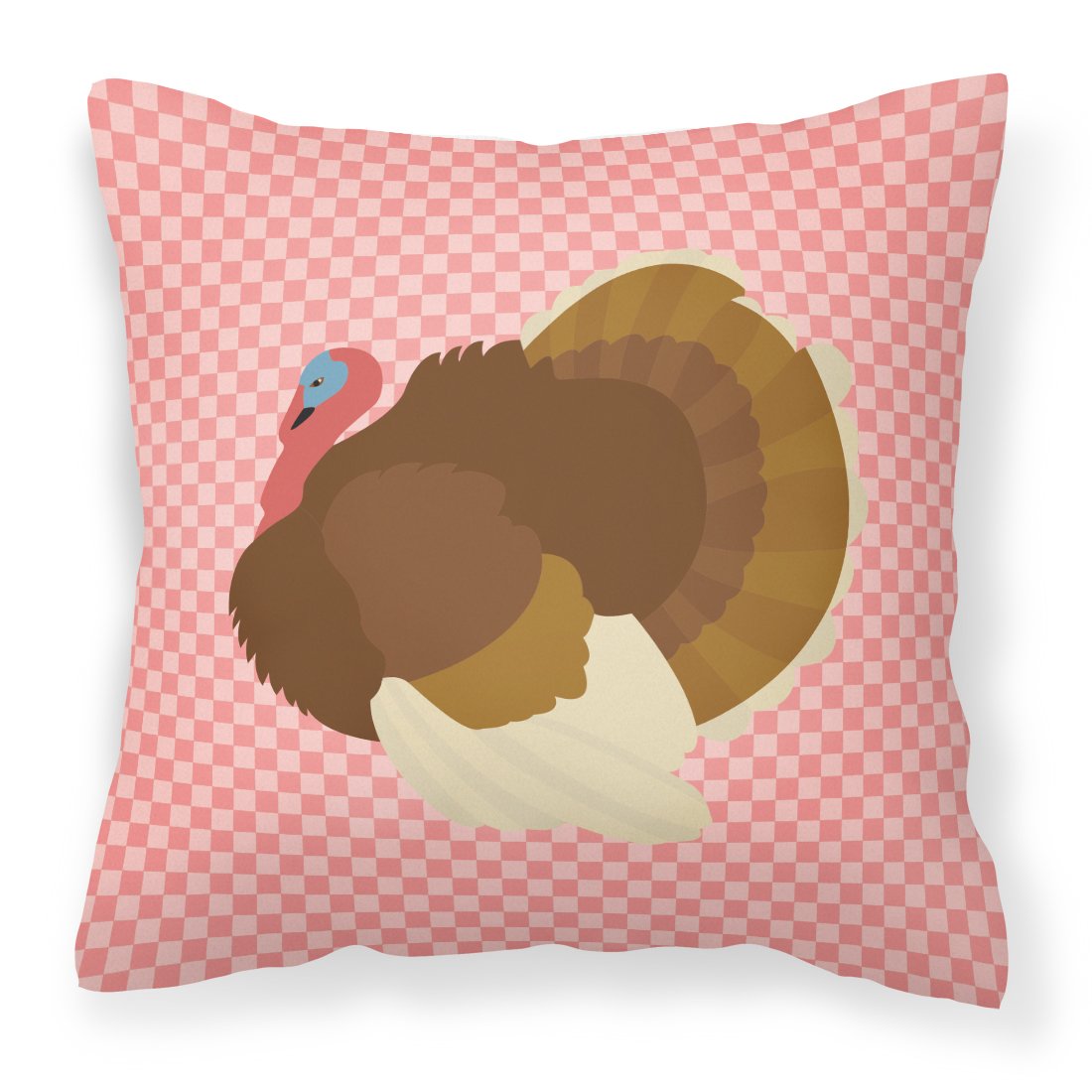 French Turkey Dindon Pink Check Fabric Decorative Pillow BB7990PW1818 by Caroline&#39;s Treasures