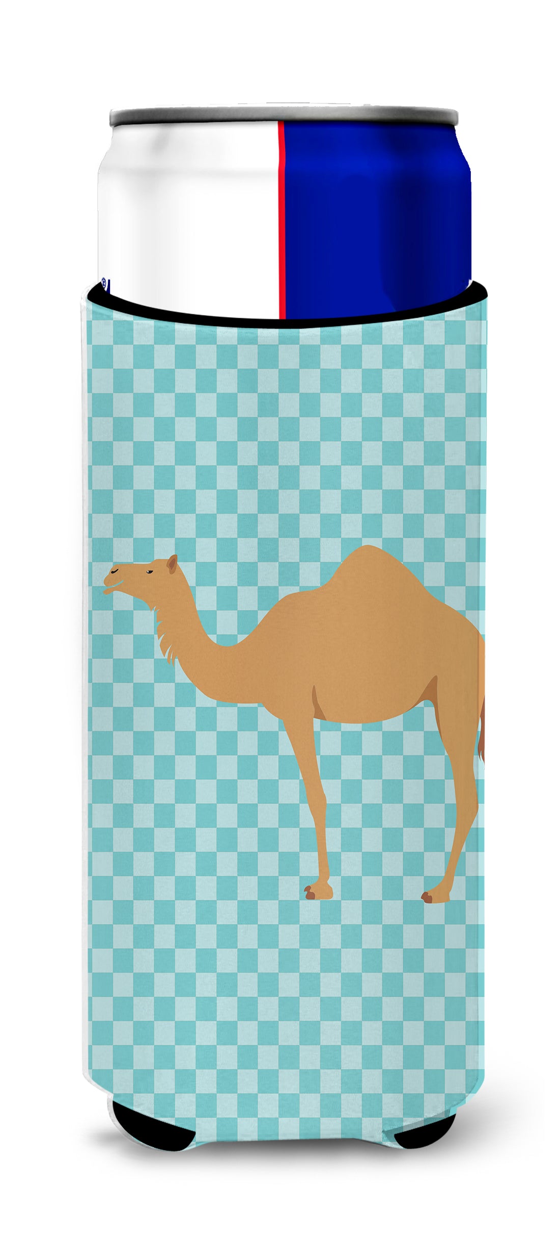 Arabian Camel Dromedary Blue Check  Ultra Hugger for slim cans  the-store.com.