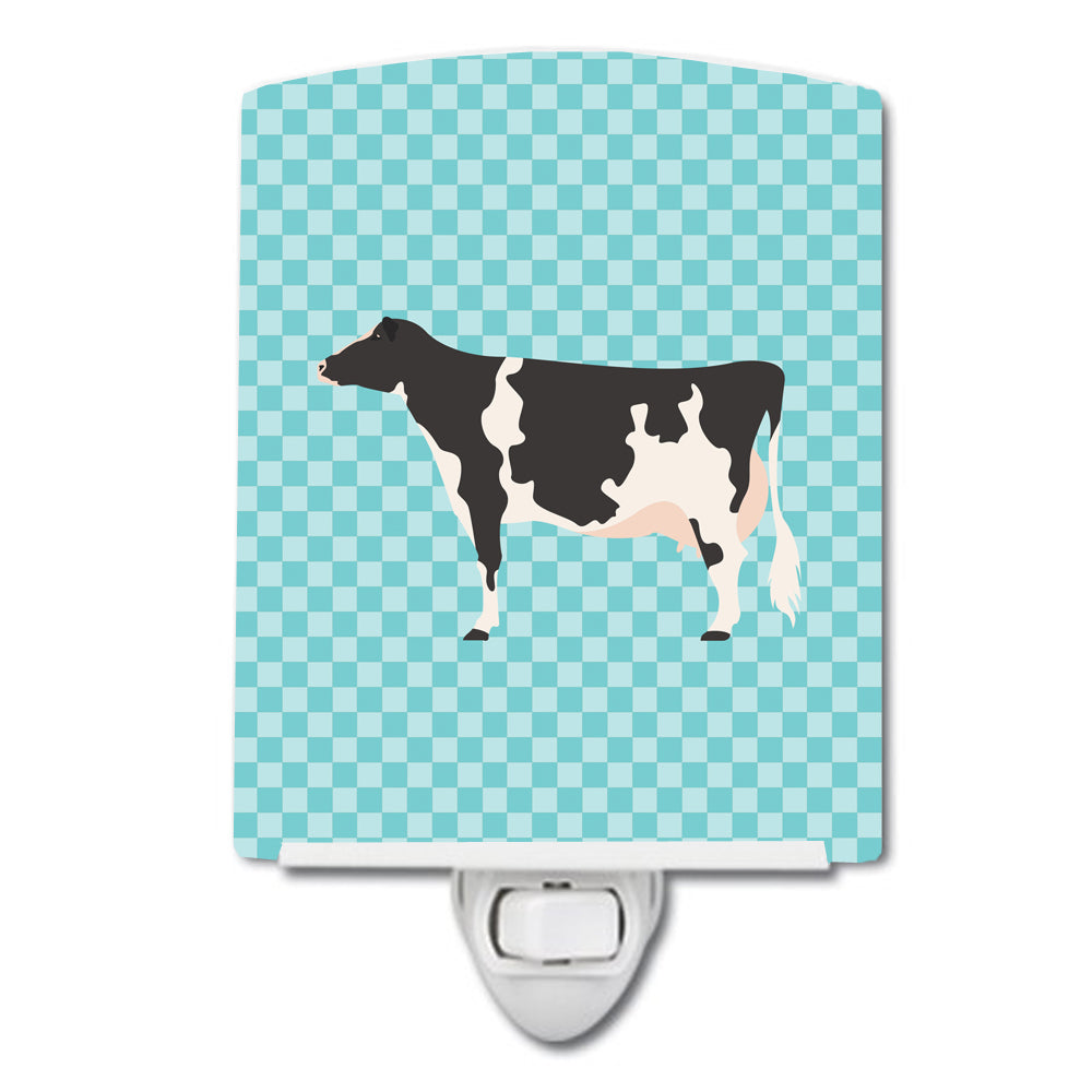 Holstein Cow Blue Check Ceramic Night Light BB7996CNL - the-store.com