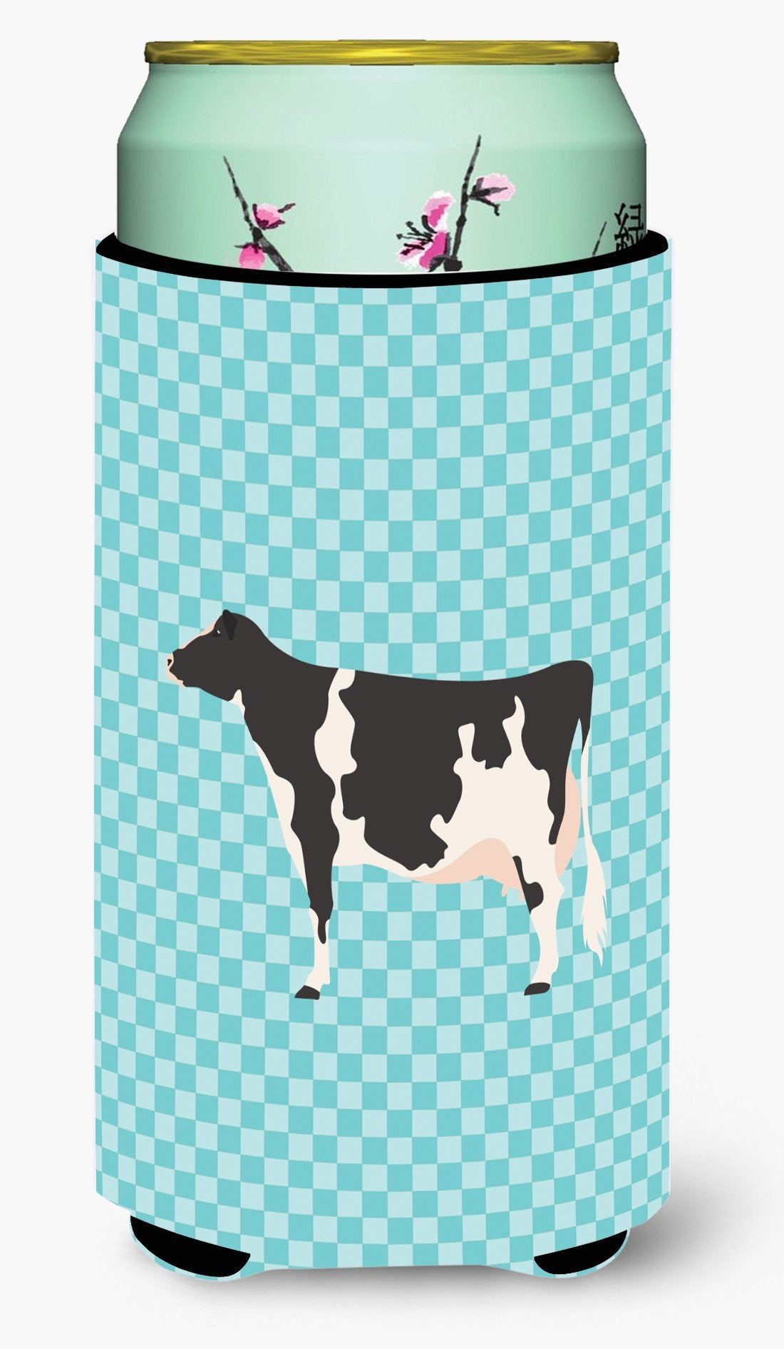 Holstein Cow Blue Check Tall Boy Beverage Insulator Hugger BB7996TBC by Caroline&#39;s Treasures