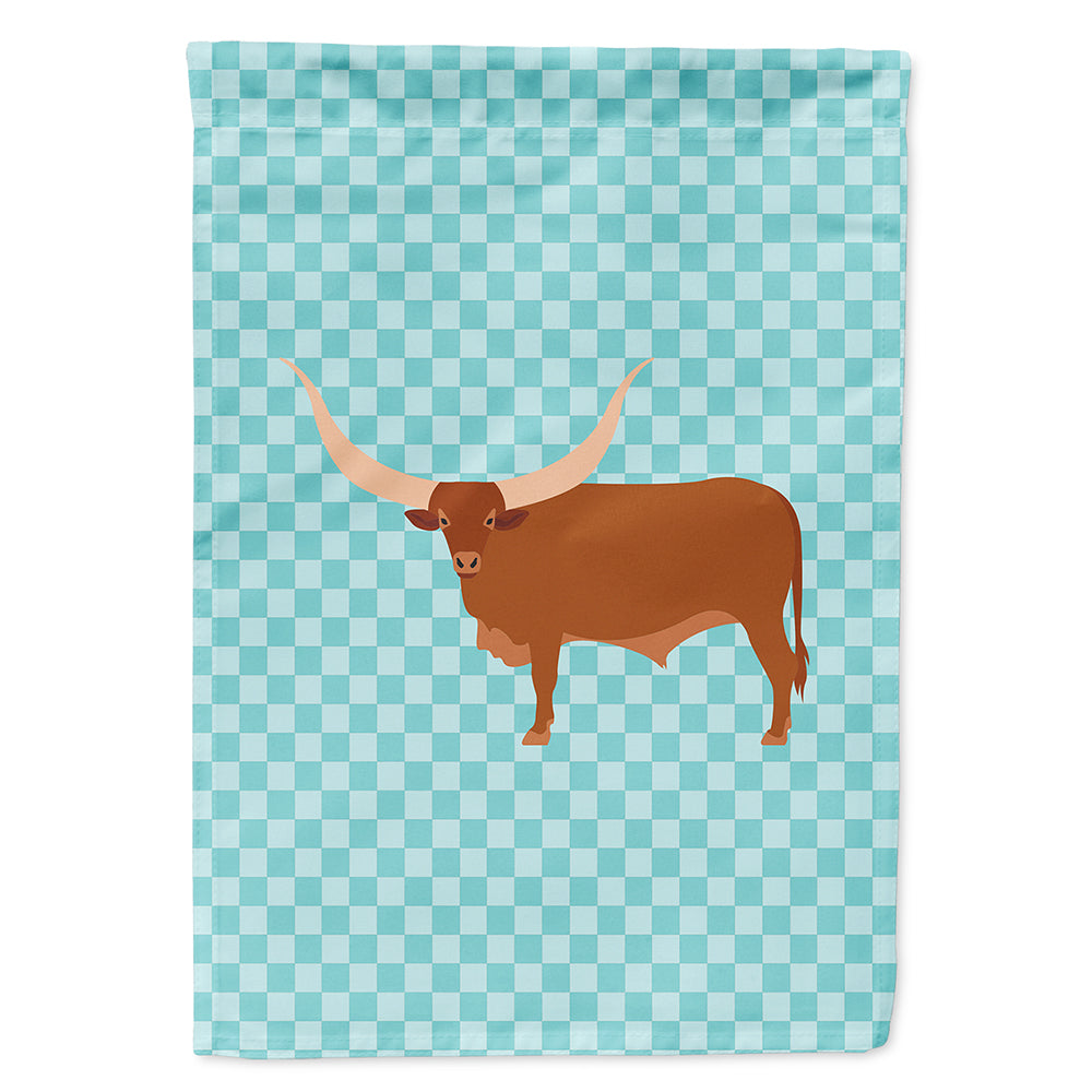 Ankole-Watusu Cow Blue Check Flag Canvas House Size BB7997CHF  the-store.com.