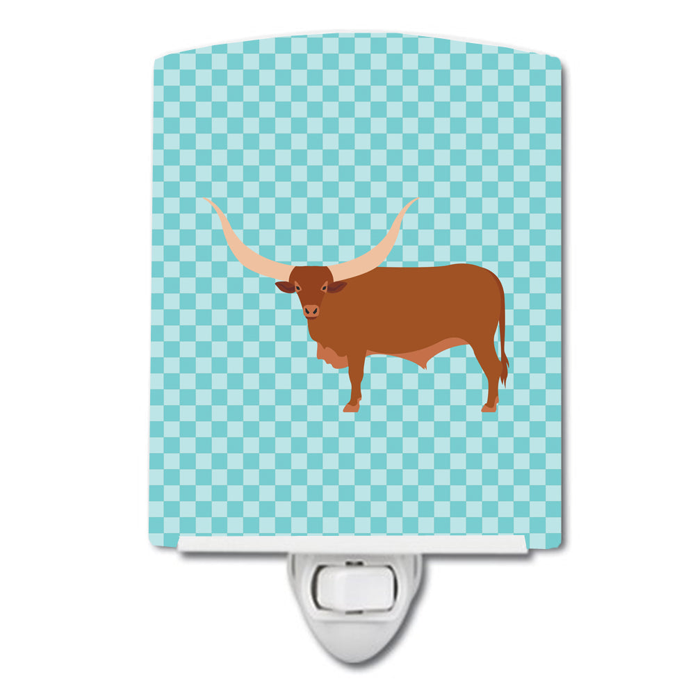 Ankole-Watusu Cow Blue Check Ceramic Night Light BB7997CNL - the-store.com