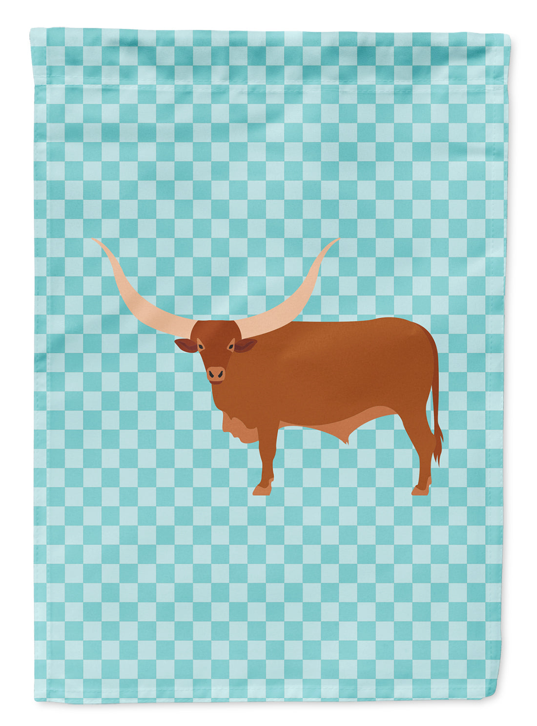 Ankole-Watusu Cow Blue Check Flag Garden Size  the-store.com.