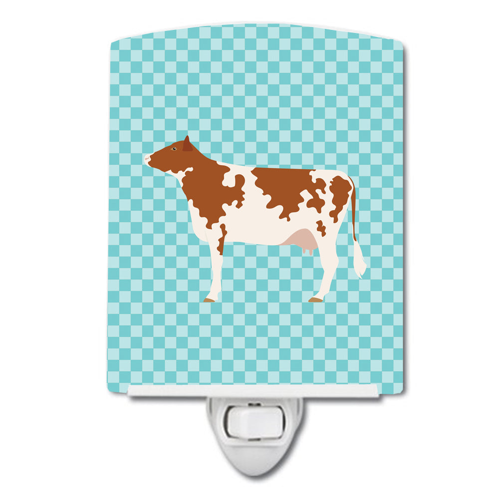 Ayrshire Cow Blue Check Ceramic Night Light BB8001CNL - the-store.com