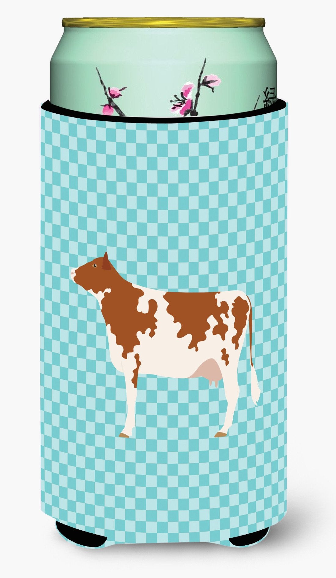 Ayrshire Cow Blue Check Tall Boy Beverage Insulator Hugger BB8001TBC by Caroline's Treasures