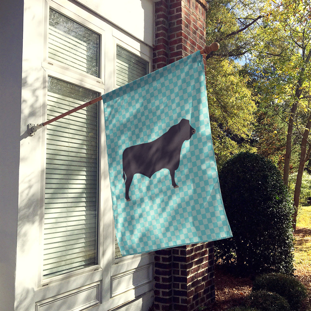 Black Angus Cow Blue Check Flag Canvas House Size BB8002CHF  the-store.com.