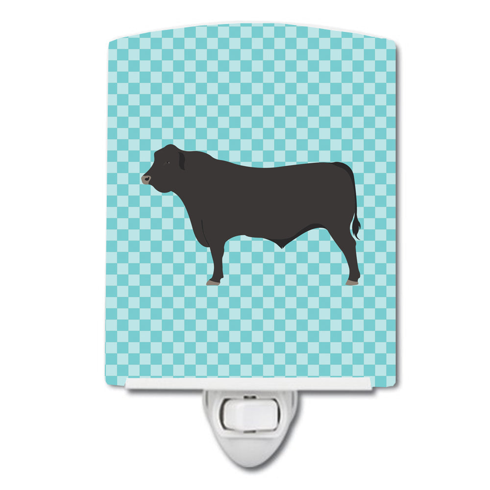 Black Angus Cow Blue Check Ceramic Night Light BB8002CNL - the-store.com