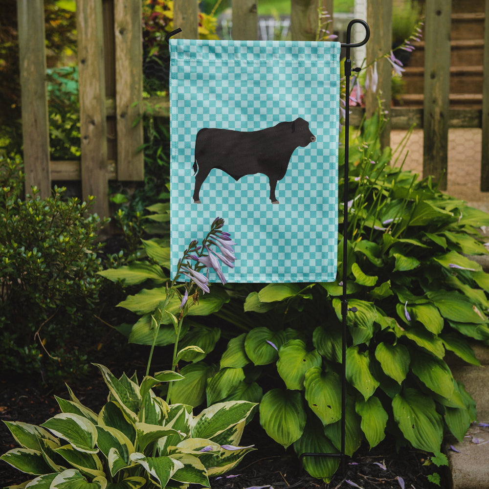 Black Angus Cow Blue Check Flag Garden Size  the-store.com.