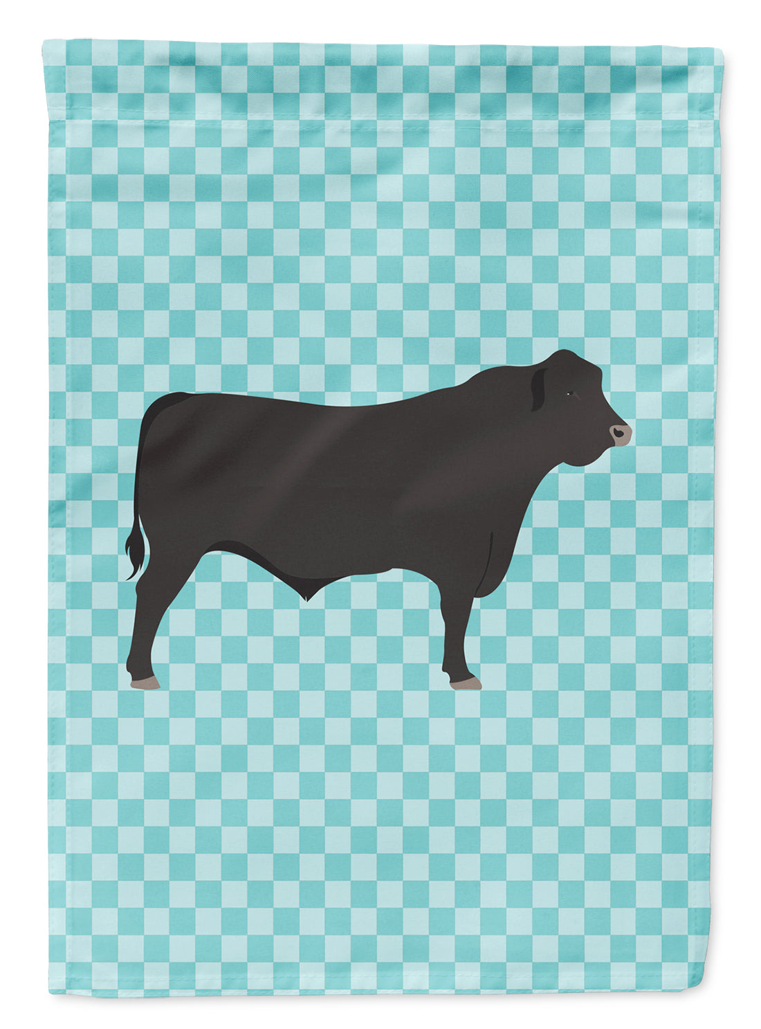 Black Angus Cow Blue Check Flag Garden Size  the-store.com.