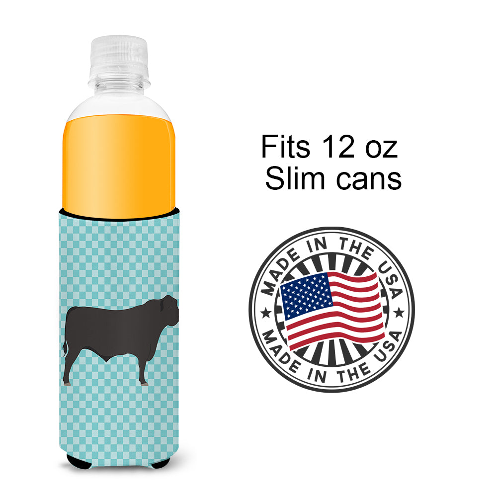 Black Angus Cow Blue Check  Ultra Hugger for slim cans  the-store.com.