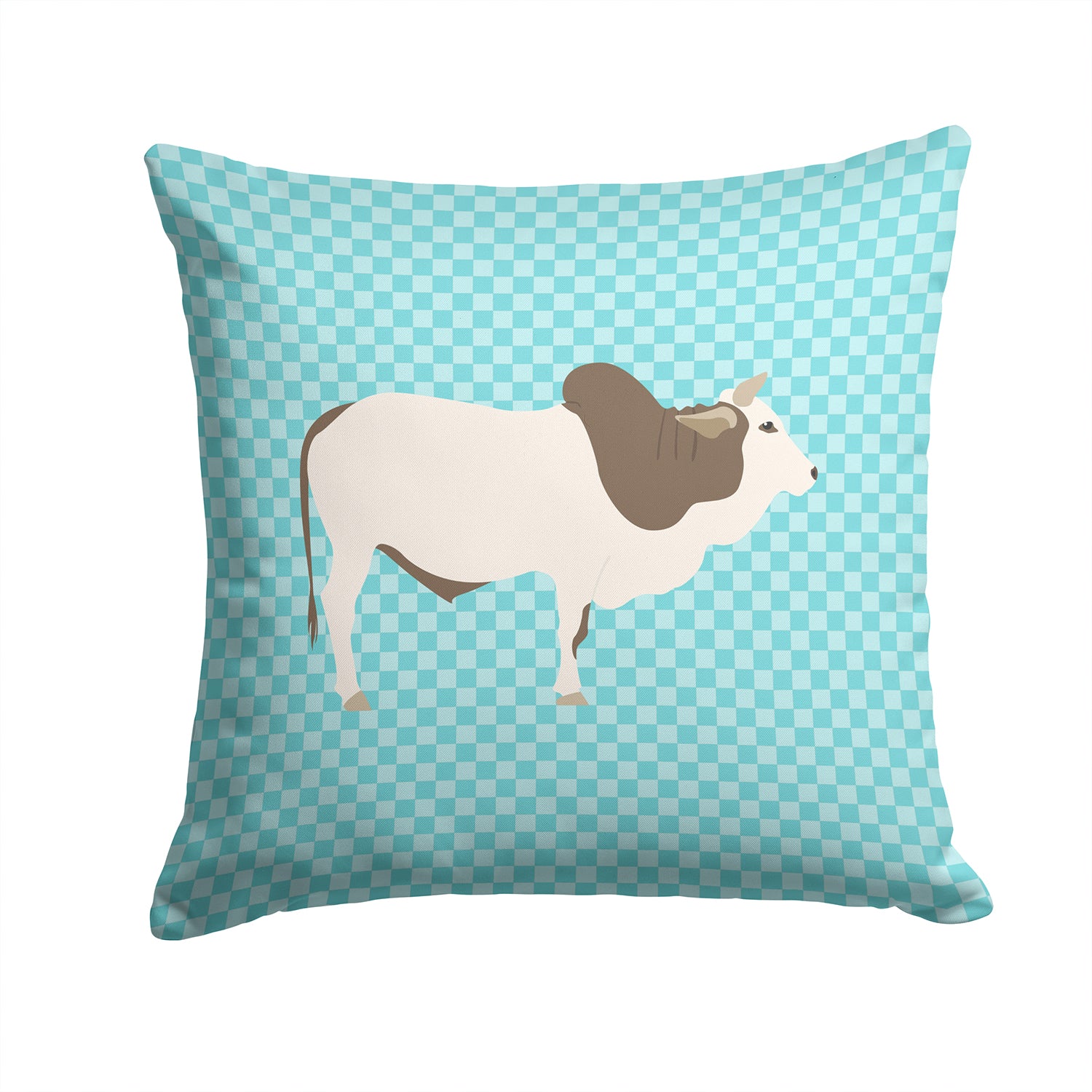 Malvi Cow Blue Check Fabric Decorative Pillow BB8004PW1414 - the-store.com