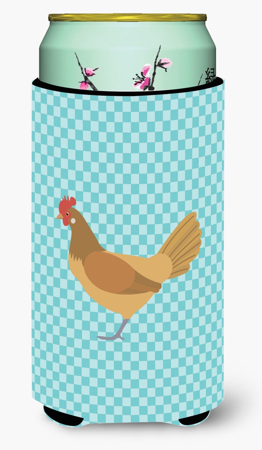 Frisian Friesian Chicken Blue Check Tall Boy Beverage Insulator Hugger BB8006TBC by Caroline&#39;s Treasures