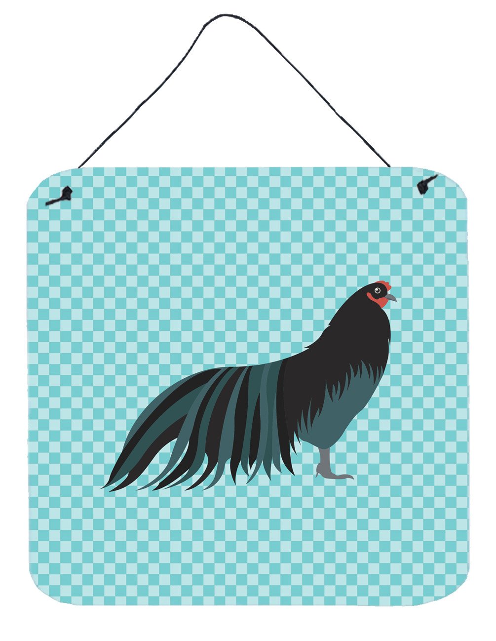 Sumatra Chicken Blue Check Wall or Door Hanging Prints BB8007DS66 by Caroline's Treasures