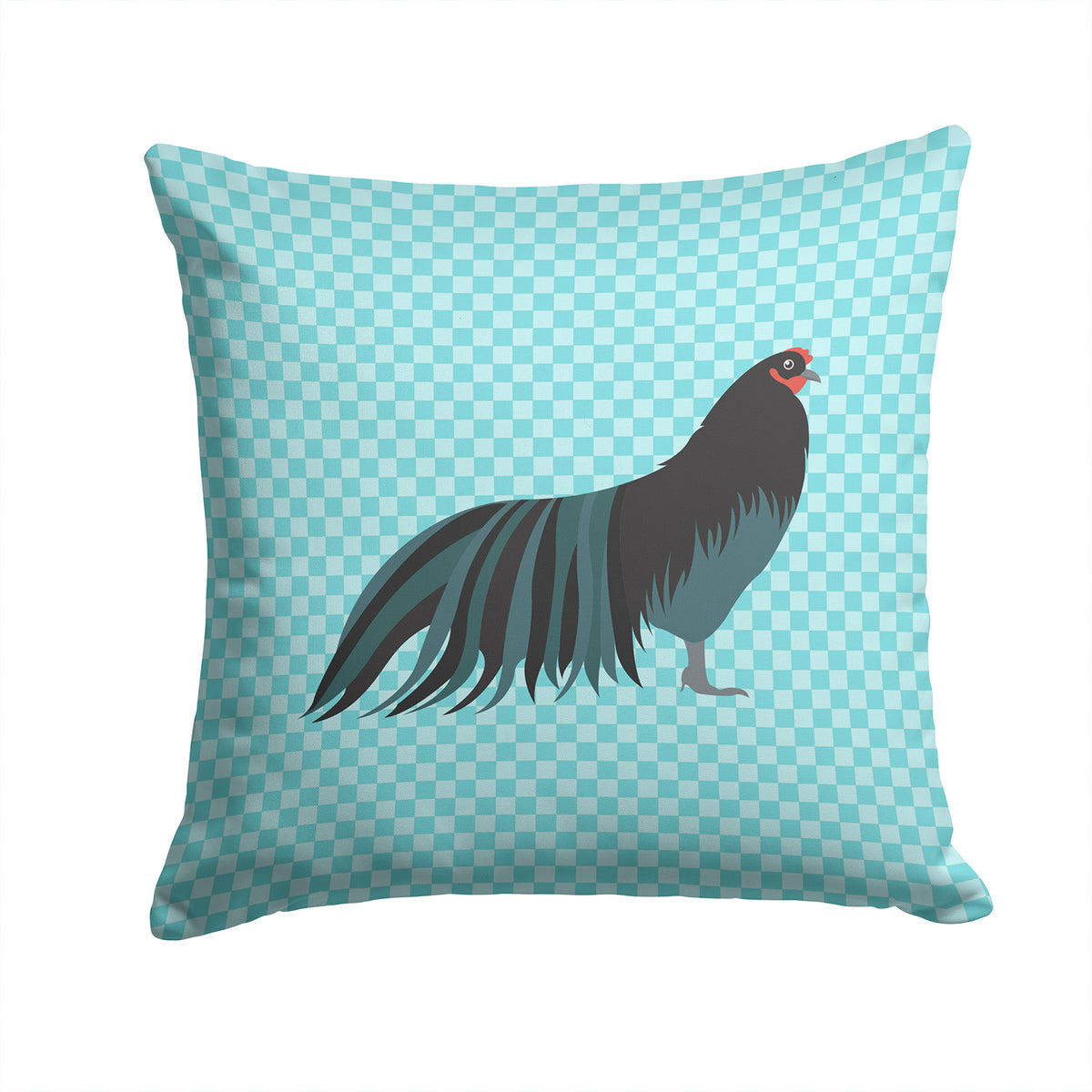 Sumatra Chicken Blue Check Fabric Decorative Pillow BB8007PW1414 - the-store.com